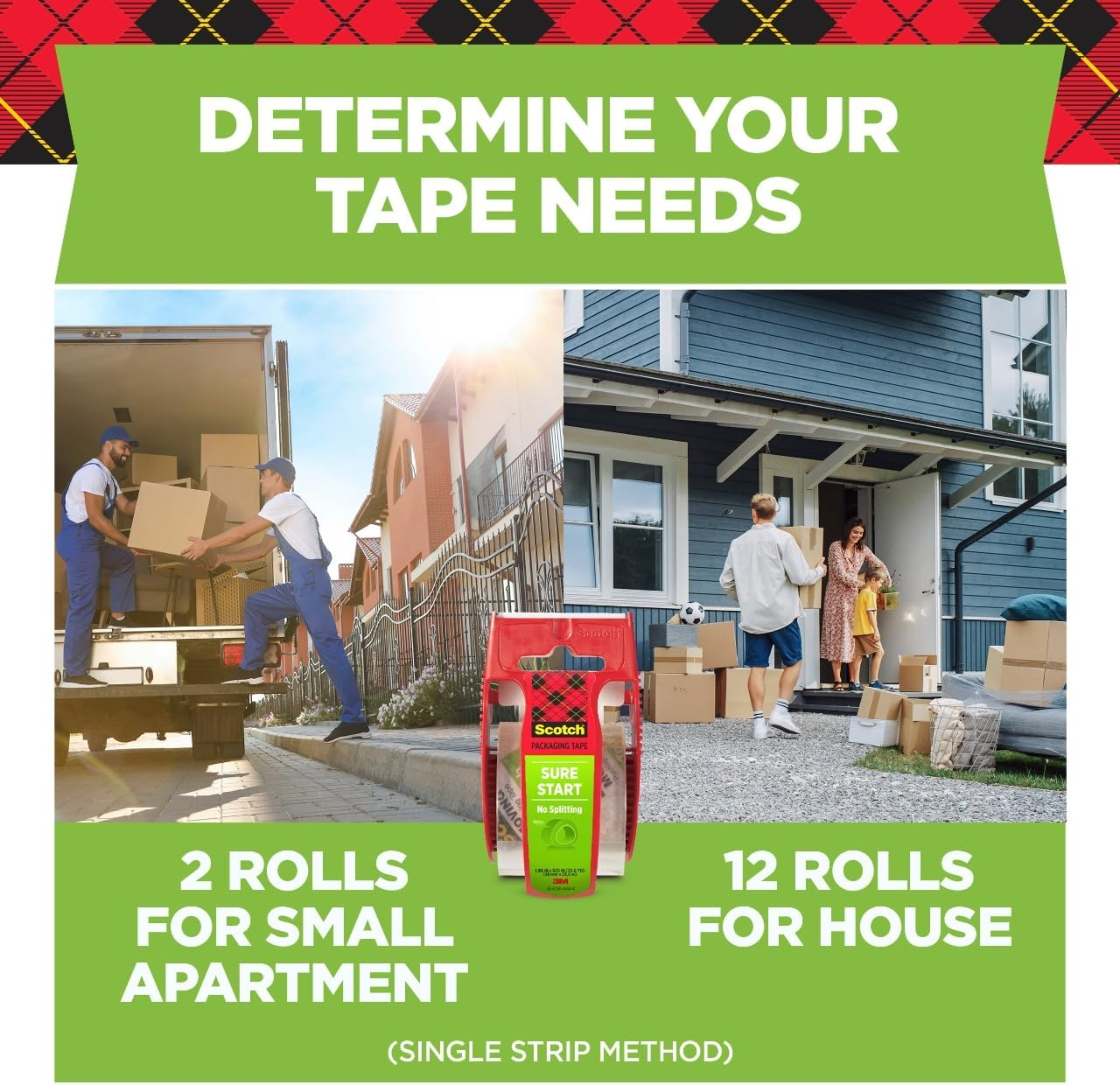 Scotch Sure Start Shipping Packaging Tape, 1.88" X 22.2 Yd, Designed for Packing, Shipping and Mailing, Quiet Unwind, No Splitting or Tearing, 1.5" Core, Clear, 6 Dispensered Rolls (145-6) image number 5