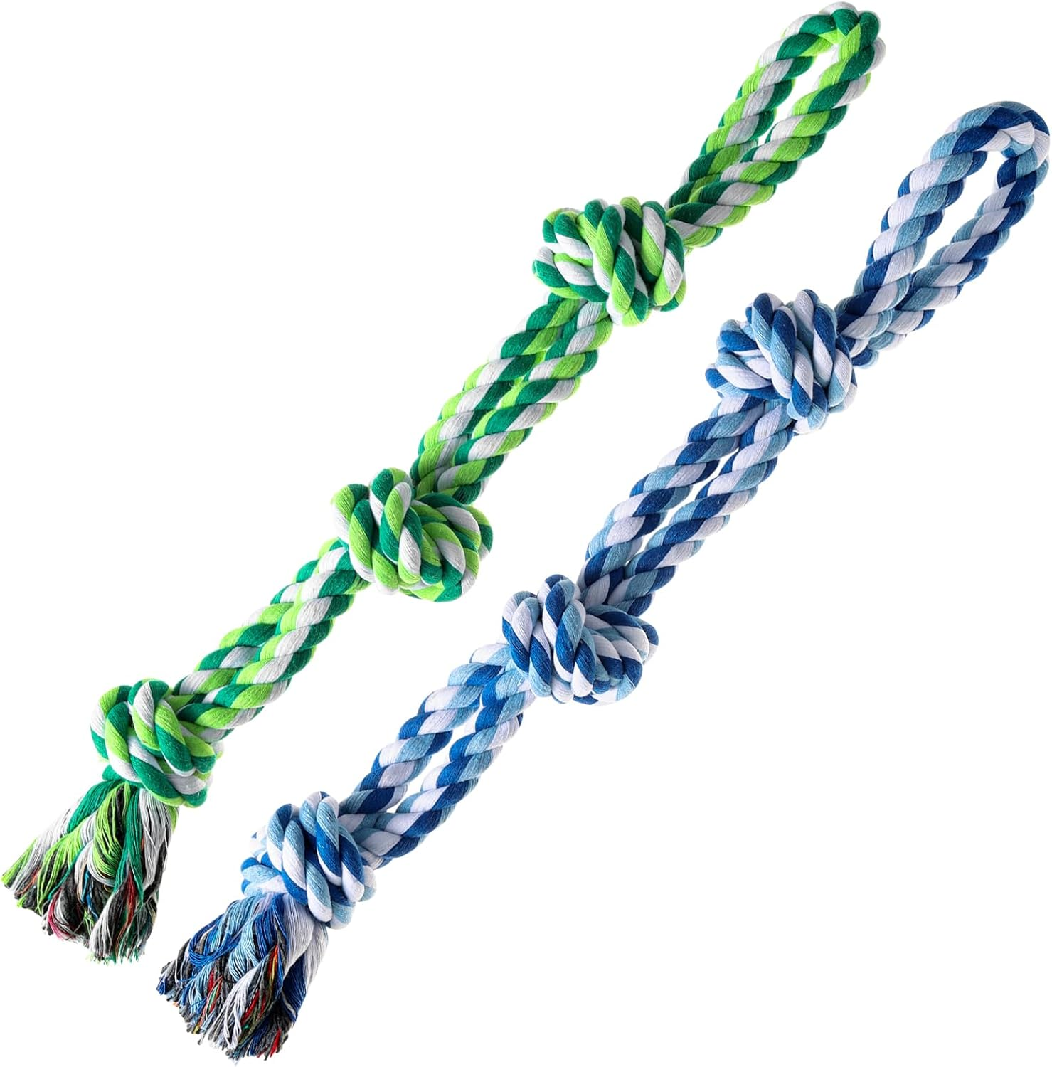 XIGOU Dog Rope Toys 2 Pcs Indestructible Dog Toys, Dog Chew Toys for Aggressive Chewers, Tough Puppy Teething Chew Toys for Boredom, Dental Cleaning Tug of War Dog Toy, Great for Small to Large Breed
