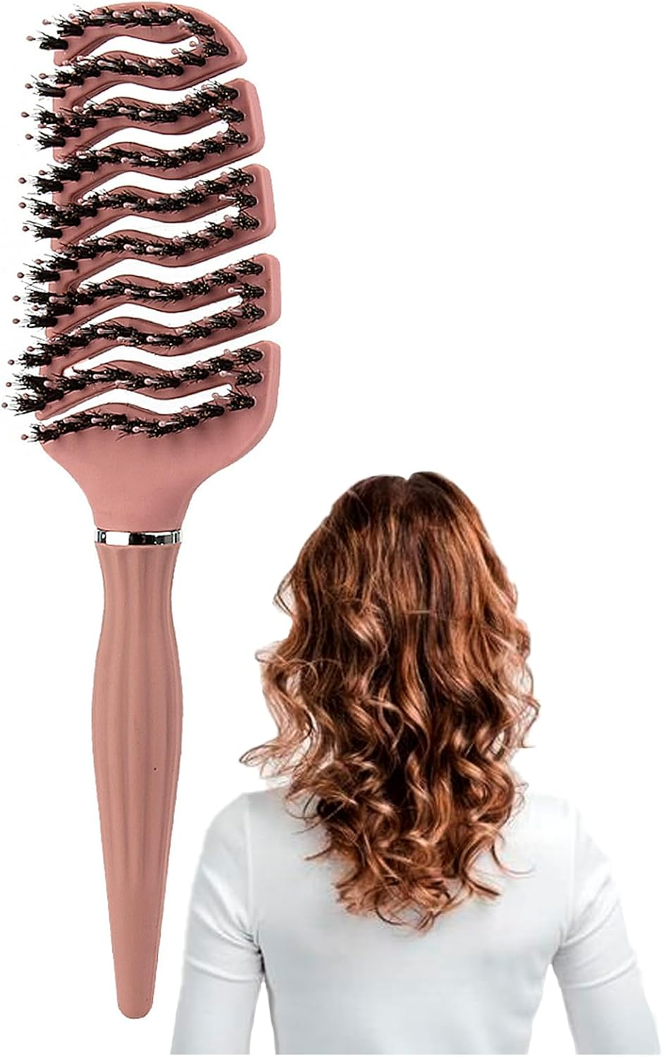 Roxlmed Detangler Hairbrush for Curly Hair Vented Bristle Scalp Massager Comb for Women and Men (Pink, 1P)