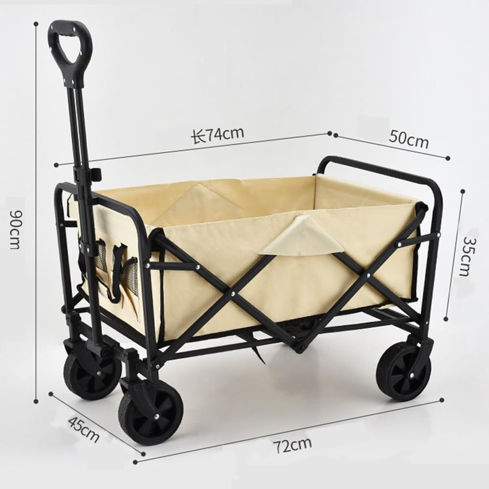 Collapsible Camping Wagon Cart with Wheels, Stall Outdoor Trailer, Folding Shopping Trolley, Easy-To-Store Foldable Camp Cart Heavy Duty Beach Wagon Cart for Groceries, Sports image number 2