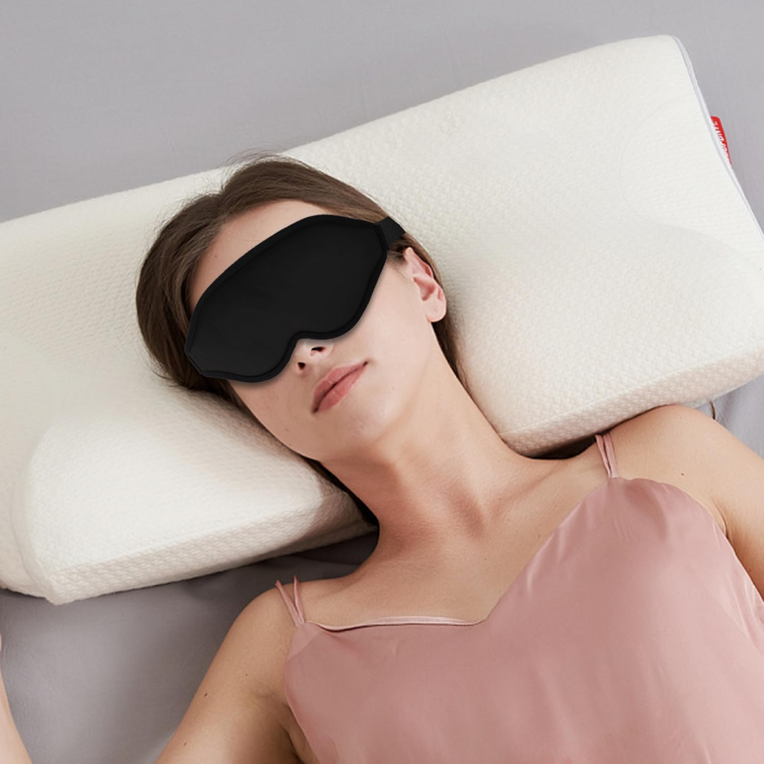 Sleep Mask for Men & Women &ndash; 2 Pack 3D Contoured Eye Mask with Adjustable Strap, Soft Breathable Night Blindfold for Sleeping, Travel, Yoga & Nap (Pink & Black) image number 5