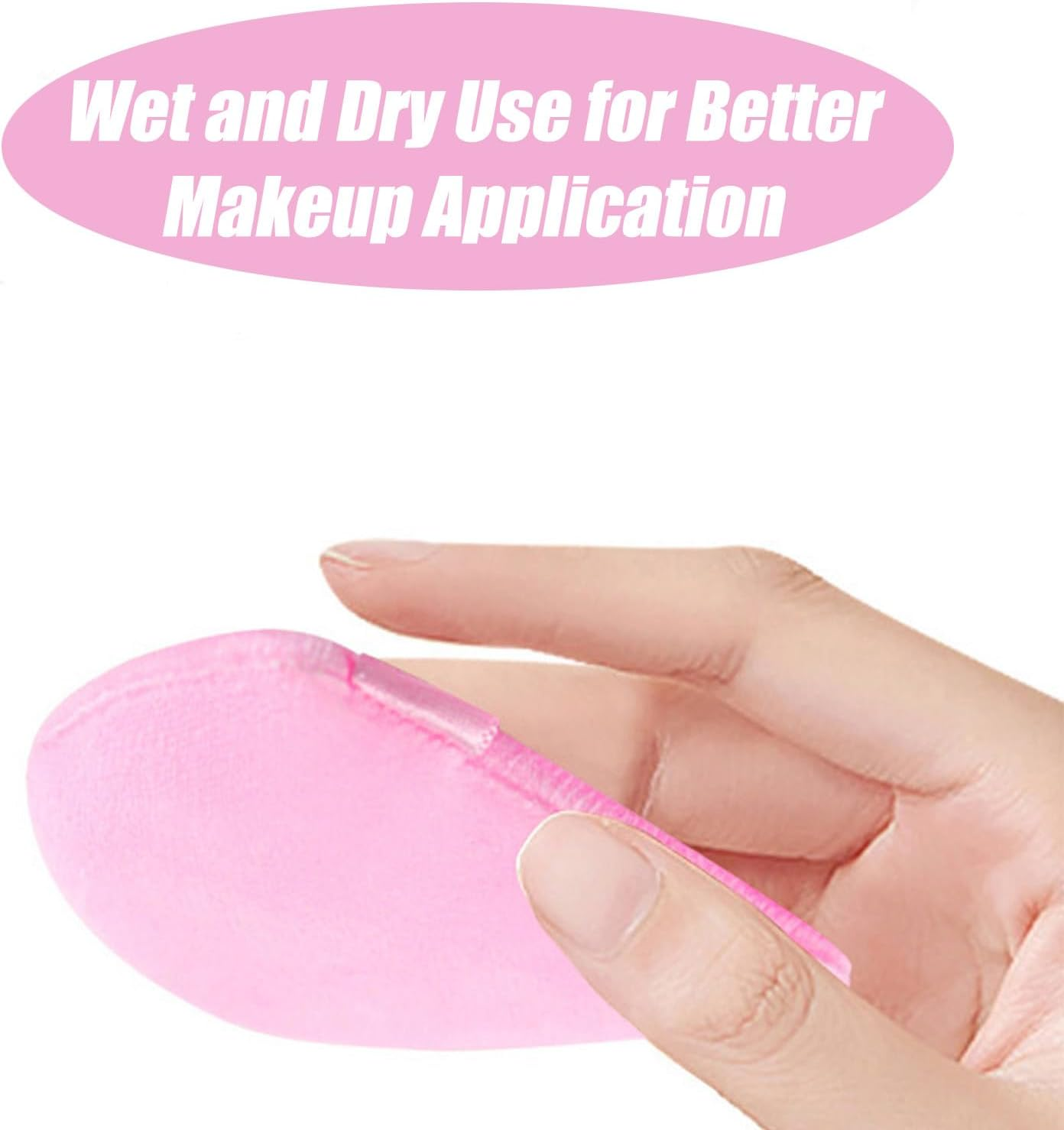 20Pcs Powder Puff and Makeup Sponges Set, Reusable Face Makeup Sponge Blender with Strap, Wet/Dry Use for Foundation & Powder, Fluffy Bow Headband and Wrist Absorbent Wristband, Used for Washing Face and Skincare (Pink) image number 5