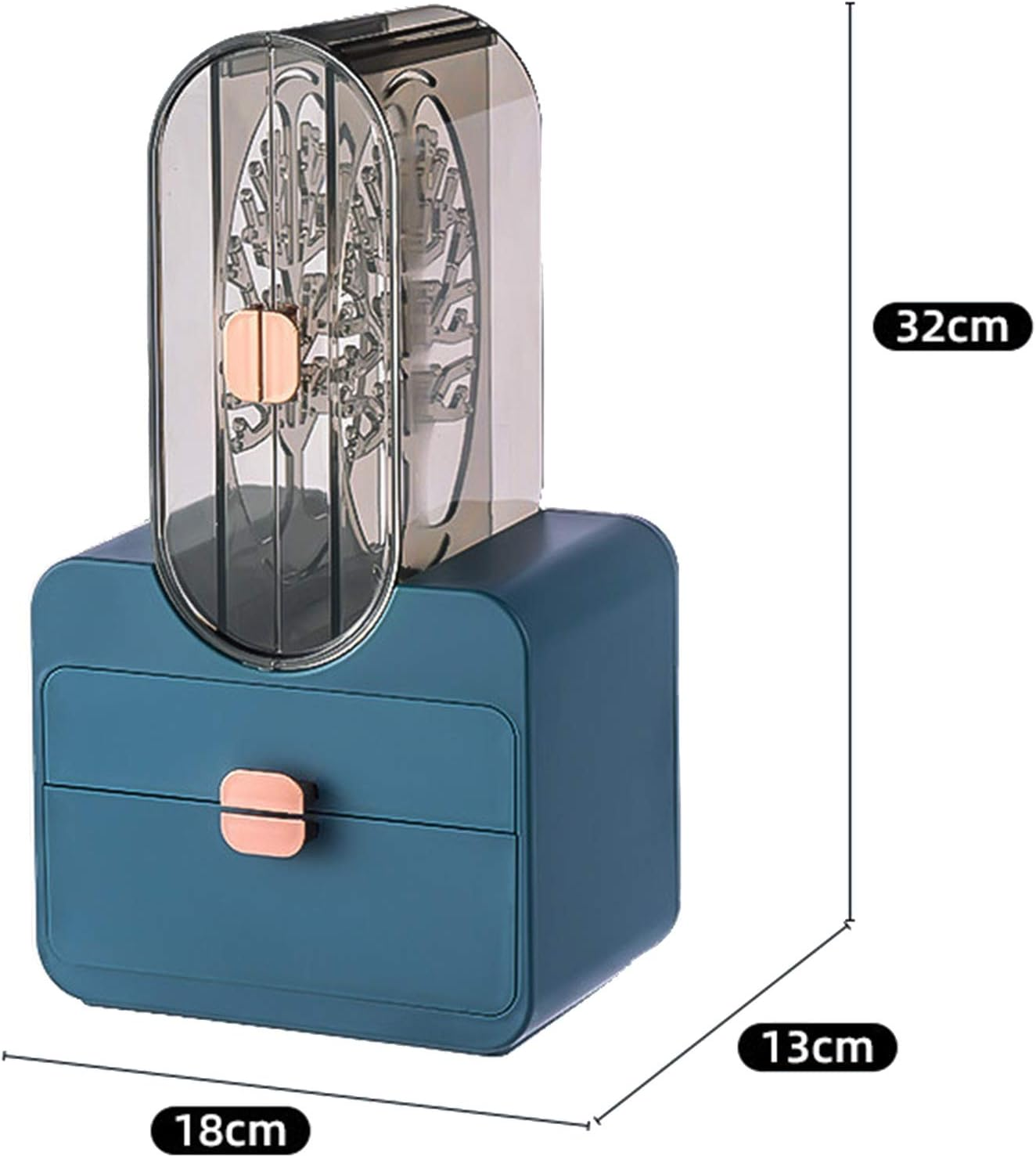 Jewelry Storage Box, Multifunctional Large Capacity Earrings Storage Box Portable Chinese Style Retro Necklace Storage Organizer for Girl Women/467 (Color : Blue)