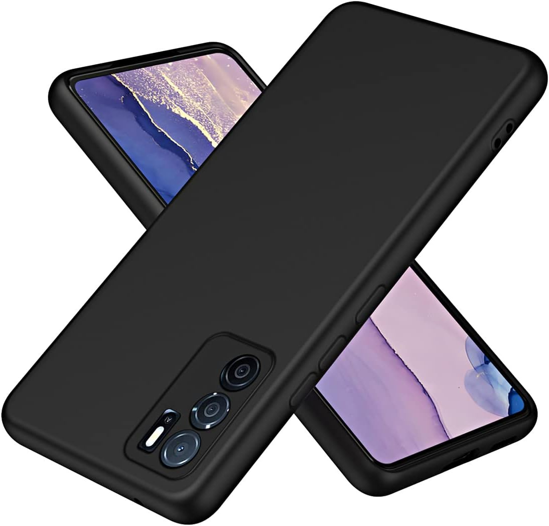 Case for Oppo A16/OPPO A16S/Oppo A54S, Ultra Thin Soft Liquid Silicone Shockproof Mobile Phone Case with Premium Fibre Lining, Stylish Perfect Touch Protective Case, Black