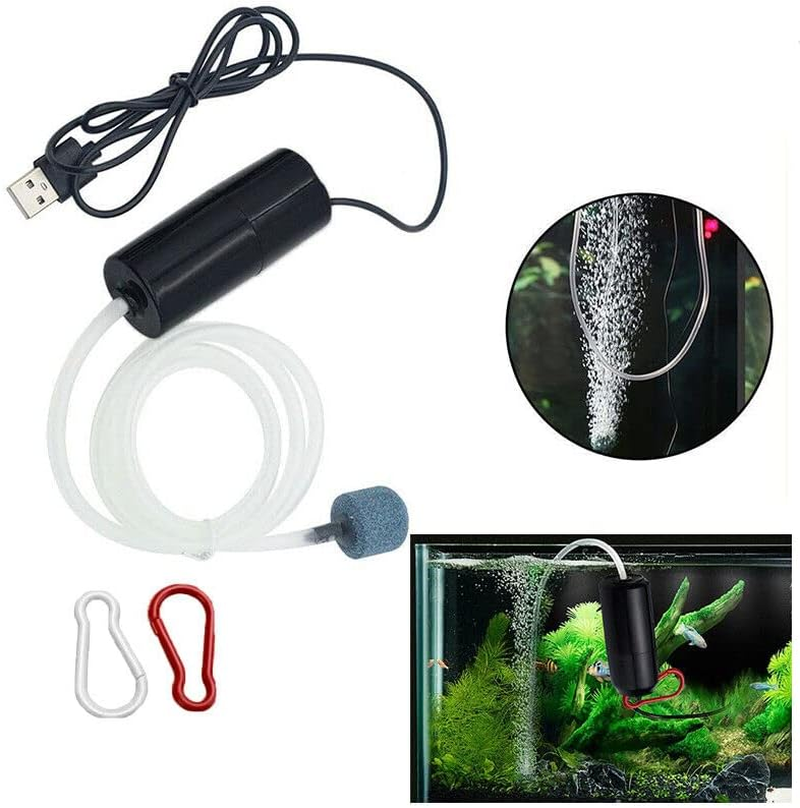 AIMALL Portable USB Aquarium Oxygen Pump Mini Fish Tank Air Pump Compressor Aerator, Mute Energy-Saving 5V Accessories, 3.35 X 1.18 Inches, Black image number 6