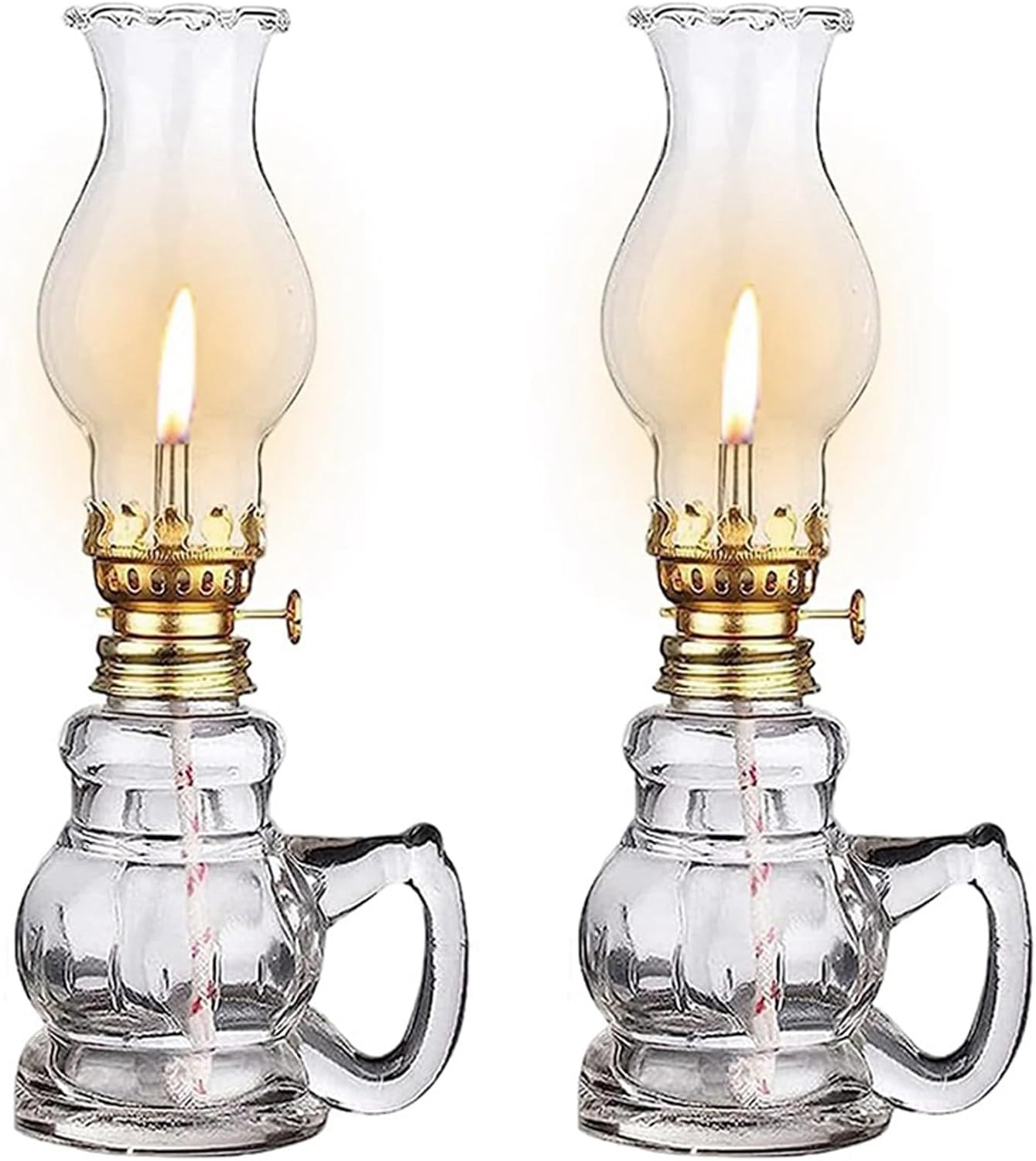 Clear Lamp Lantern,Oil Lamp Glass for Tabletop Decor, 2PCS Chamber Oil Lamp Home Lighting image number 6