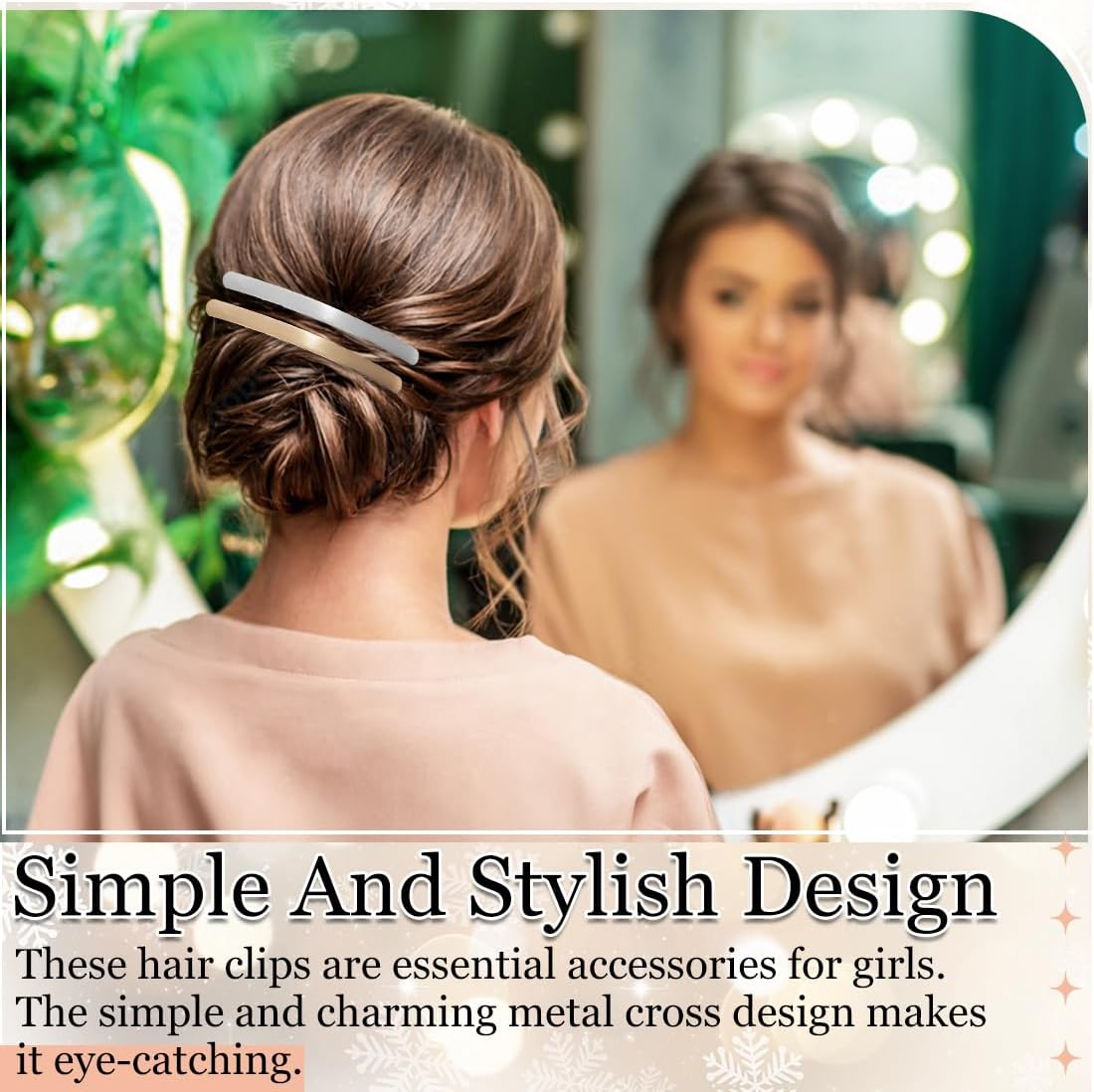 Pack of 3 Vintage Metal Hair Clips, Vintage French Clips, Long Basic Set, for Women and Girls