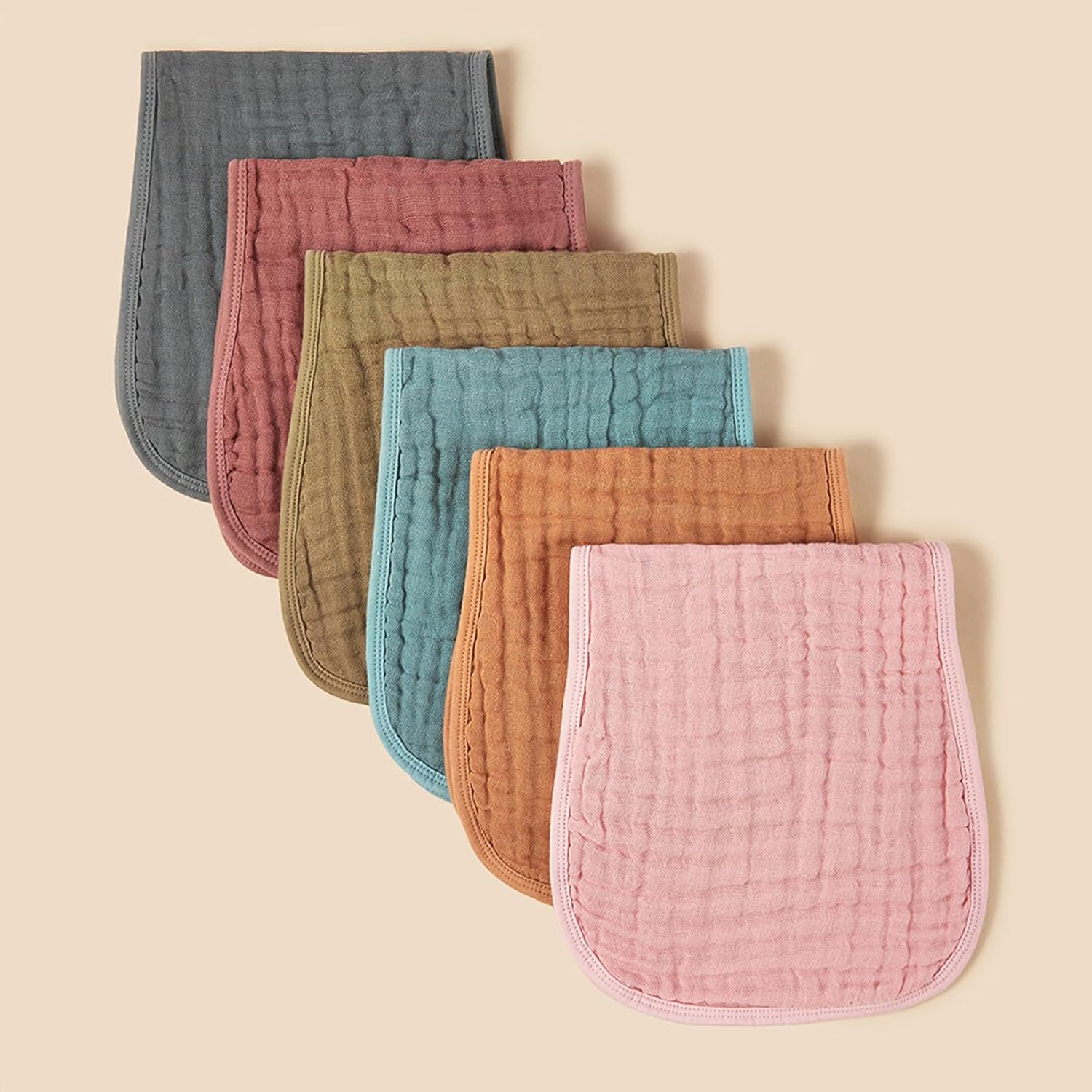 6 Pack Muslin Burp Cloths 100% Cotton Large 20''&times;10'' Thickened Baby Burp Cloths Super Soft and Highly Absorbent, Newborn Washcloth image number 2