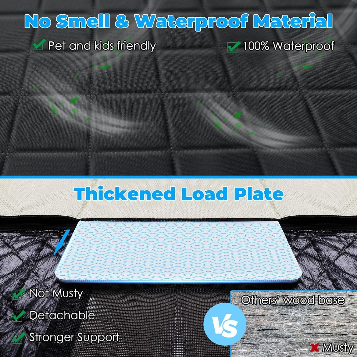 Back Seat Extender for Dogs - Dog Car Seat Cover with Hard Bottom Dog Car Seat Bed Waterproof Dog Hammock for Car Pet Backseat Protector with Mesh Window and Storage Pocket for Car, SUV image number 1