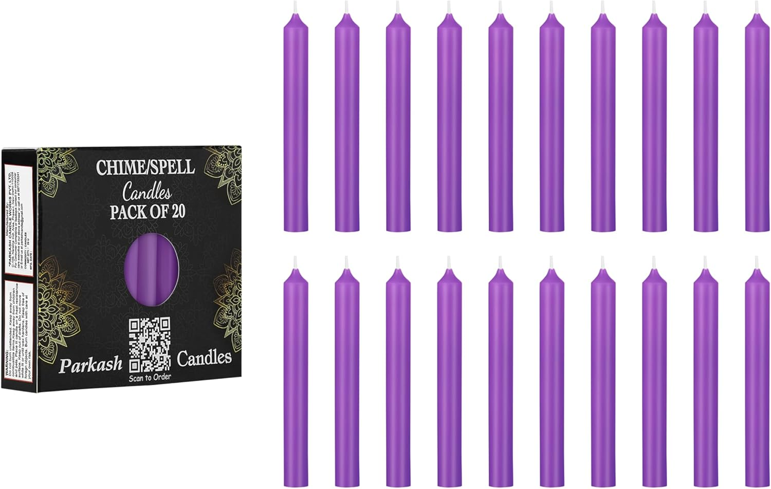 PROSPERRO LUMO by Parkash Candles Spell & Chime Candles Set of 20 &ndash; 4" X 1/2" Premium Mini Taper Candles for Rituals, Birthdays, Altar, Spells, Chime Candles, (Purple) image number 5