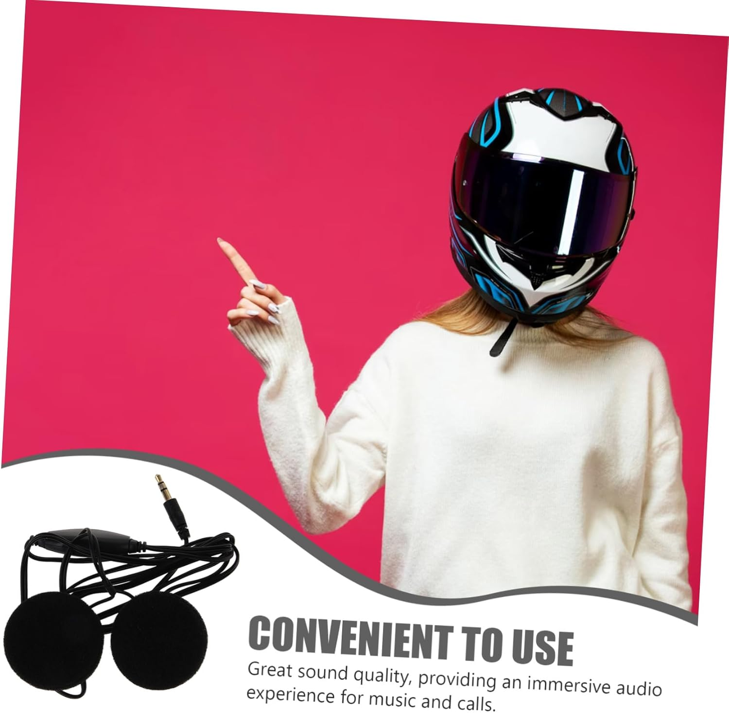 UTHCLO Motorcycle Helmet Earphone and Headset 3.5Mm Wired Helmet Audio System with Microphone for Rider Voice Gps Navigation Compatible with Motorbike Riding in Weather image number 5