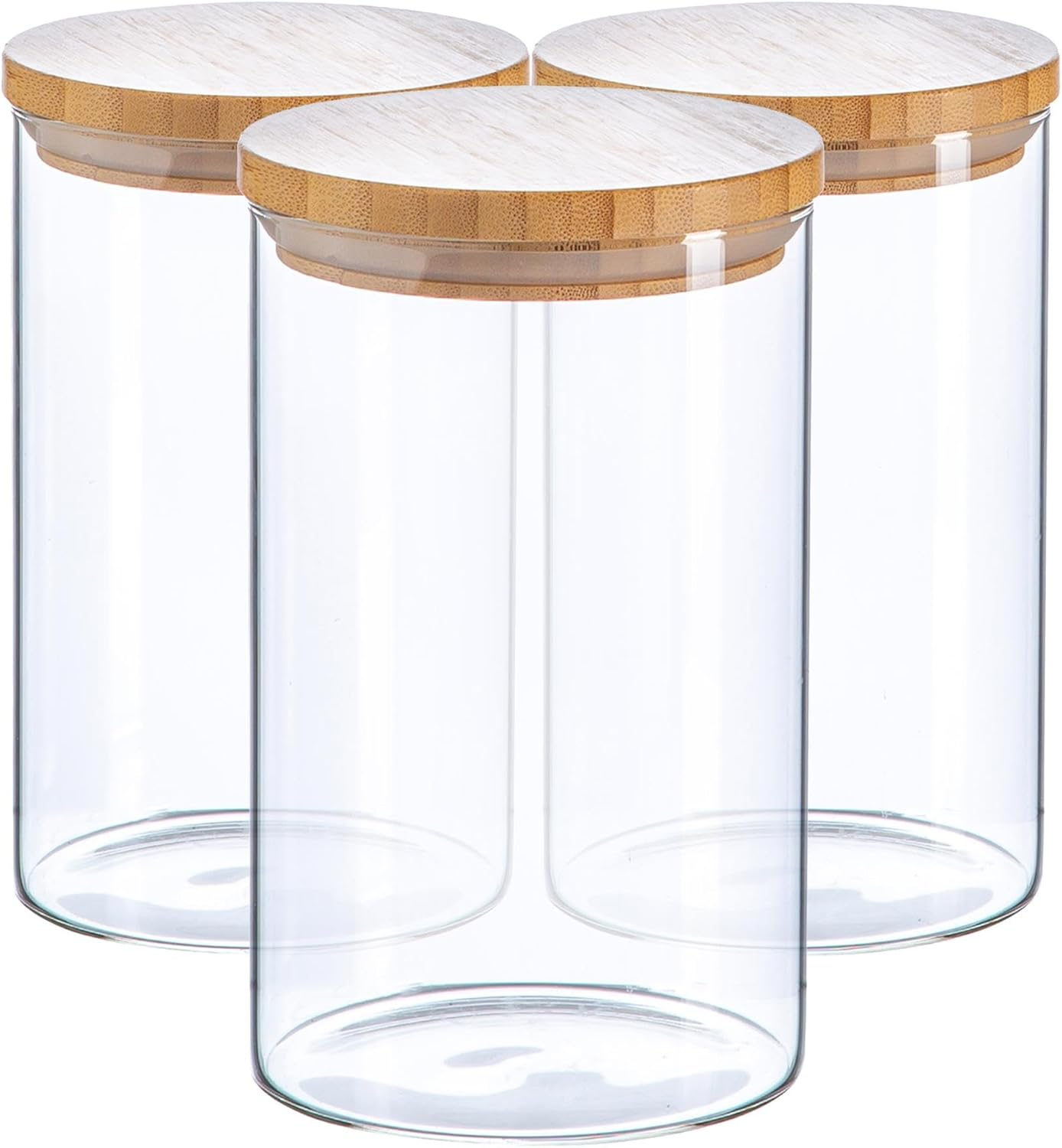 Argon Tableware Scandi Storage Jars with Wooden Lids - 1000Ml - 3 Pack - Modern round Organisation Container Glass Jar for Kitchens, Pantry, Bathrooms, Utility Rooms image number 5