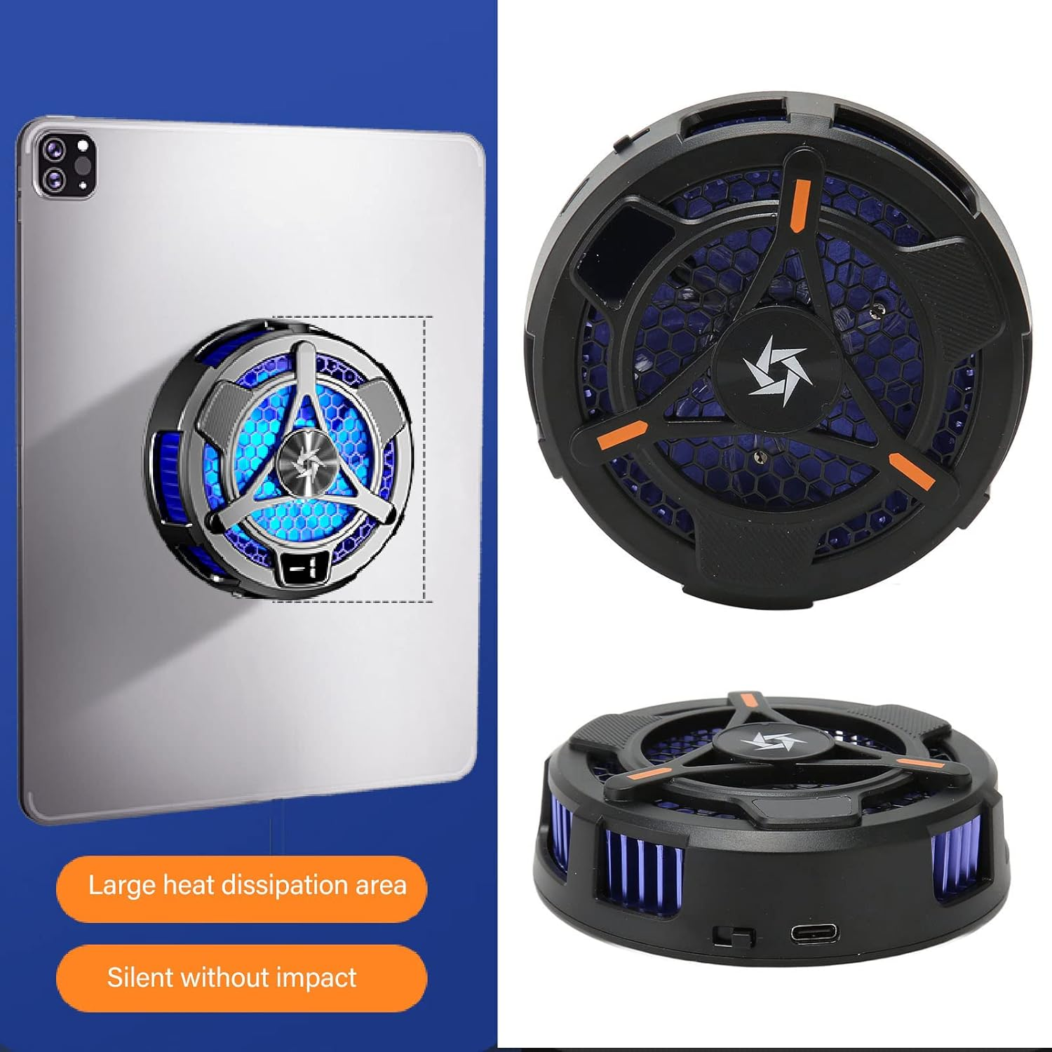 Magnetic Tablet Cooler, Cell Phone Cooler Phone Cooling Fan with Adjustable Two Levels, Portable Cell Phone Radiator Tablet Cooling Fan for Gaming image number 5
