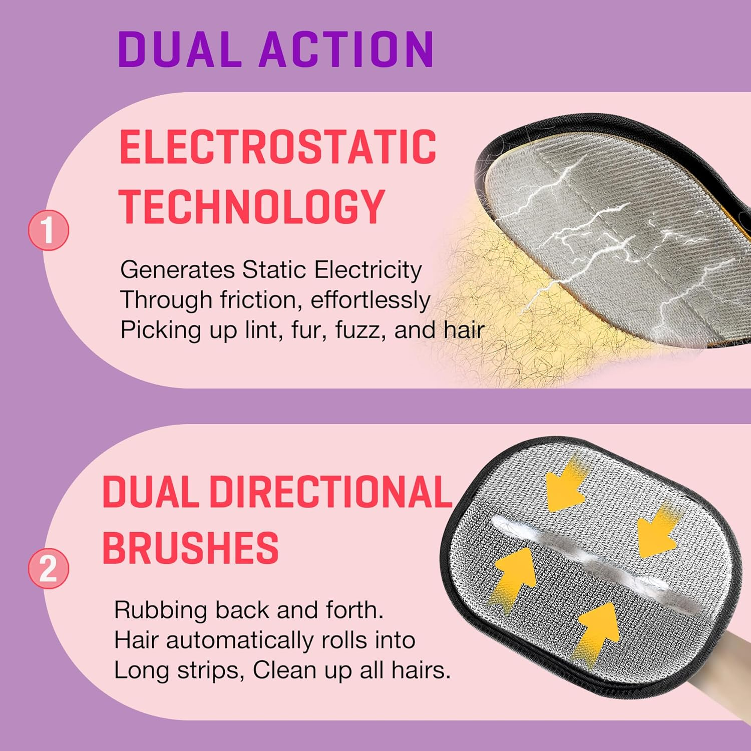 Jioroos Pet Hair Remover Gloves for Cats & Dogs, Electrostatic Pet Hair Removal Gloves Brush for Pets Hair, Upgraded Animal Fur Removal Tool, Reusable Cats & Dogs Grooming Gloves for Hair Removal (2) image number 4