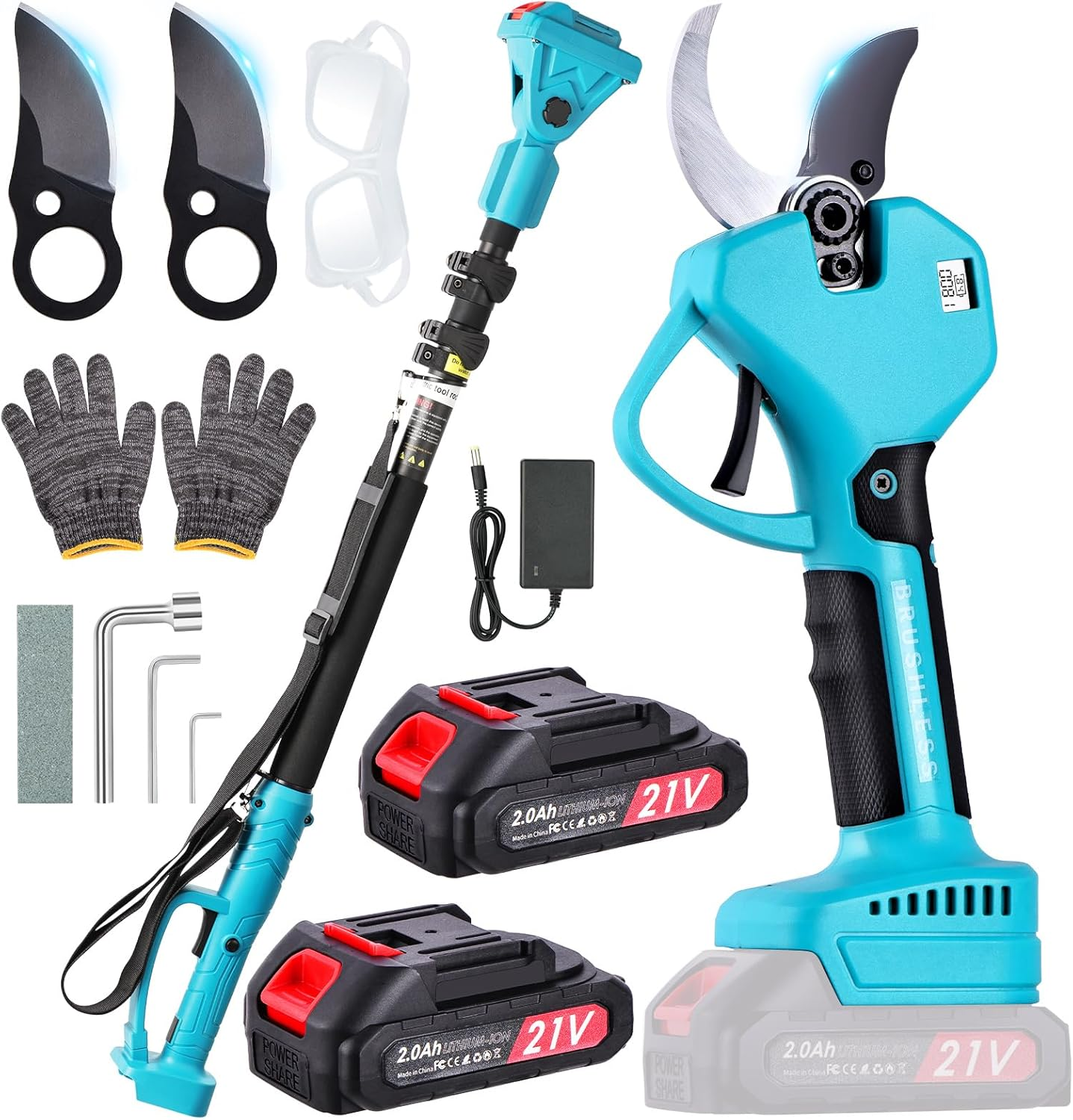 Cordless Electric Pruning Shears Kit - Telescopic Extension Shear Tools with 3Ft Telescopic Rod, 50Mm Cutting Diameter, 2X 2.0Ah Batteries, Garden Scissors for Shrubs, Bonsai, Fruit Trees image number 4