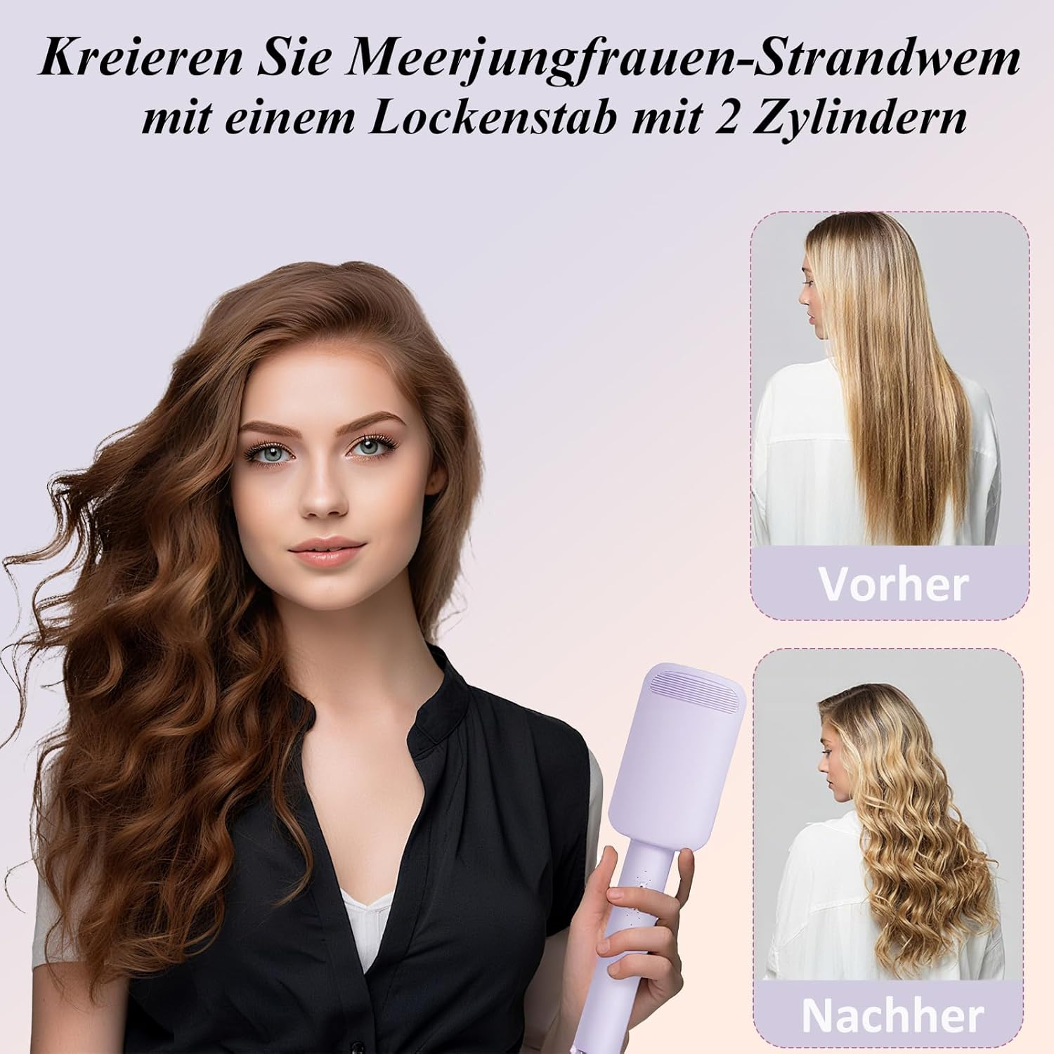 32 Mm Wave Iron for Hair, Curling Iron, Large Curls, Beach Waves Curling Iron, Decorative Home, Waves Curling Irons, Adjustable Temperature (160 &deg;C - 220 &deg;C), Birthday Gifts for Girls image number 2