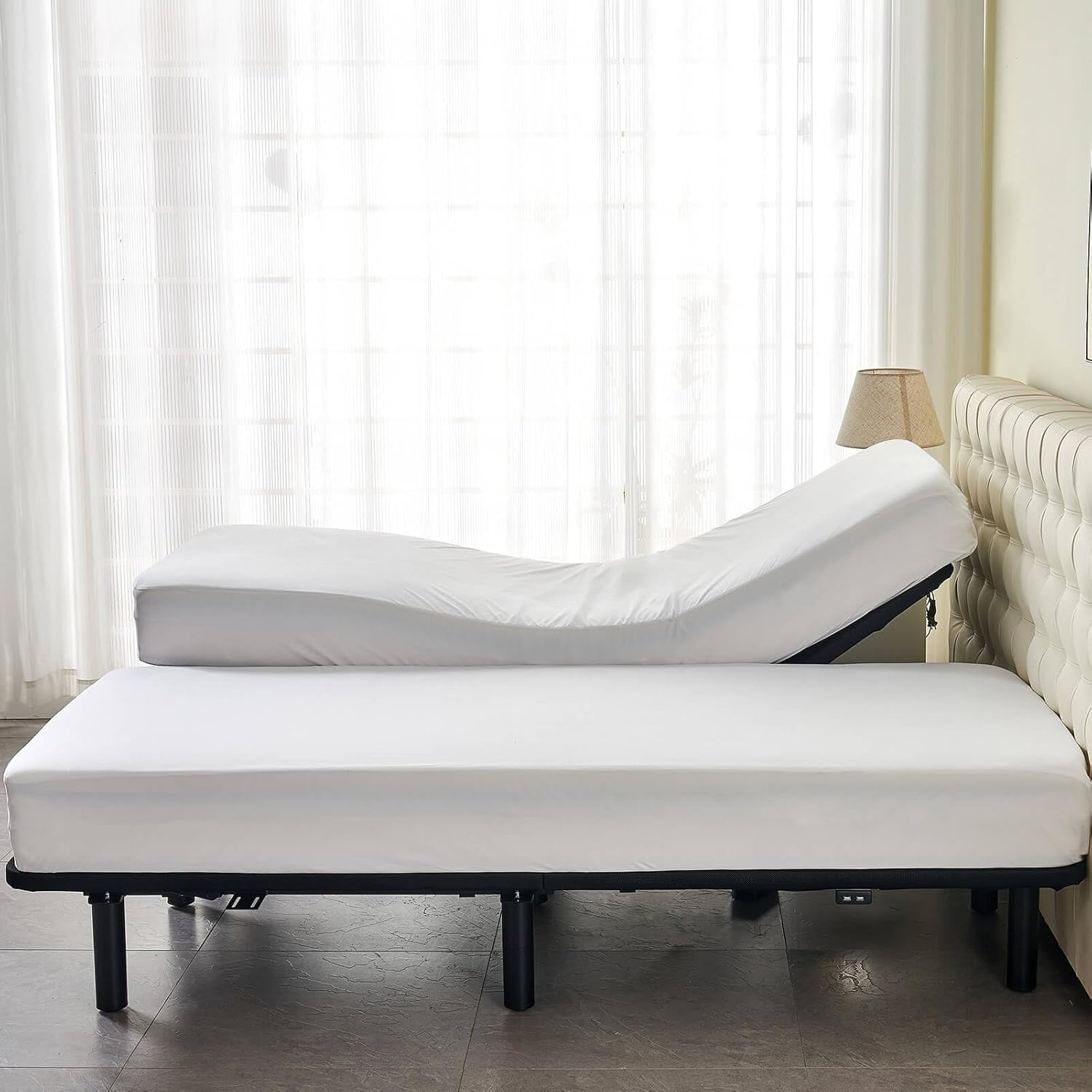 Waterproof Split Queen Mattress Protector for Adjustable Beds 30X80 (2Pcs) Soft Cooling Jersey Fitted Matress Cover image number 5