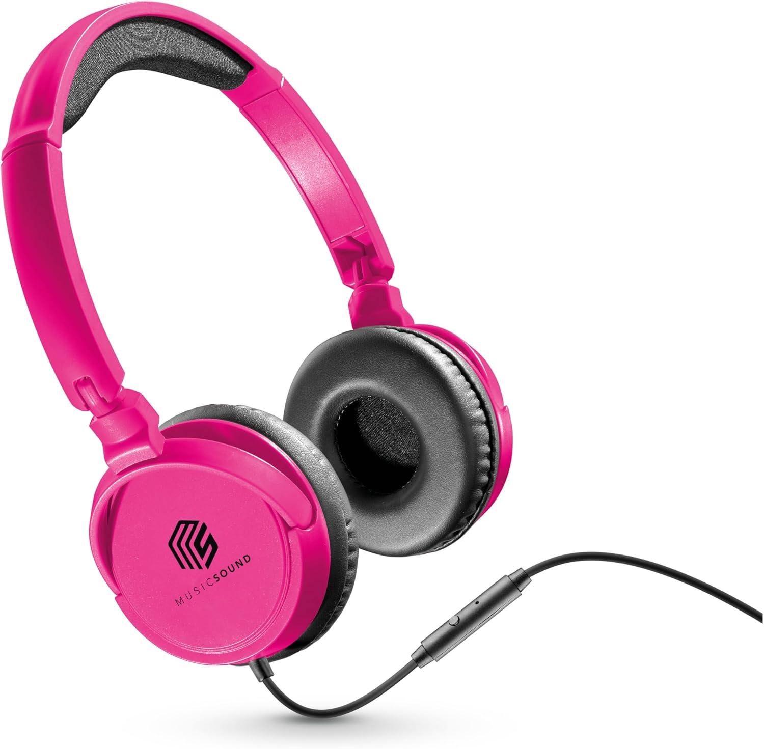 Music Sound over Ear Headphones | on Ear Headphones Foldable Headband with 1.2 M Anti-Tangle Cable and Built-In Microphone - 3.5 Mm Jack Connector - Black