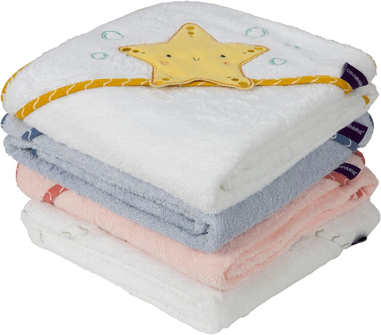 Clevamama Extra Large Bamboo Apron Baby Bath Towel with Hood for Newborn, Babies and Toddlers in Ultra Soft Bamboo, Absorbent, for Boys and Girls 0-4 Years - Grey, 98X98 Cm image number 1