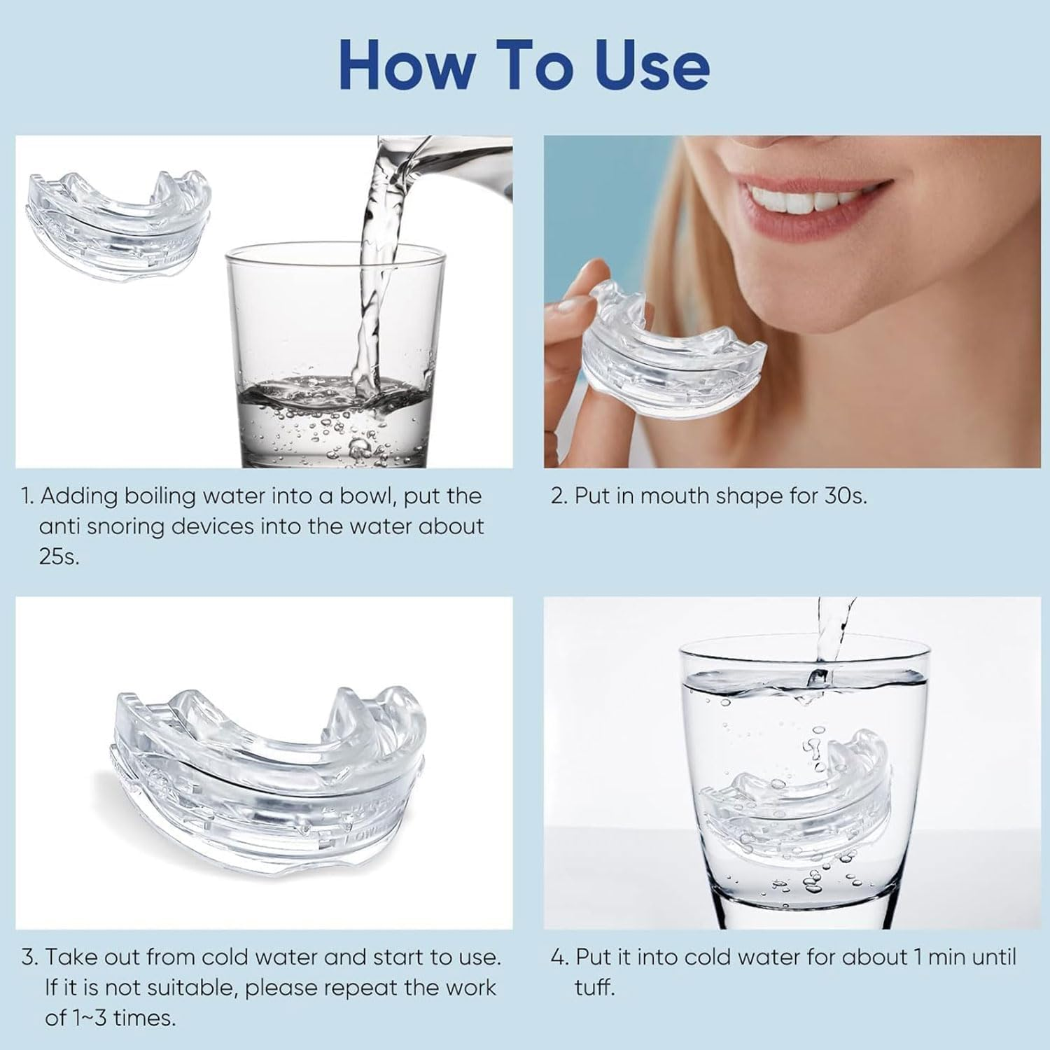 Reusable anti Snoring Devices, Mouth Guard for Teeth Grinding for All Mouth Shapes, Sleeping Aid anti Snore Mouthguard, Bpa-Free, Ready to Use Snoring Stopper for Your Partner image number 3