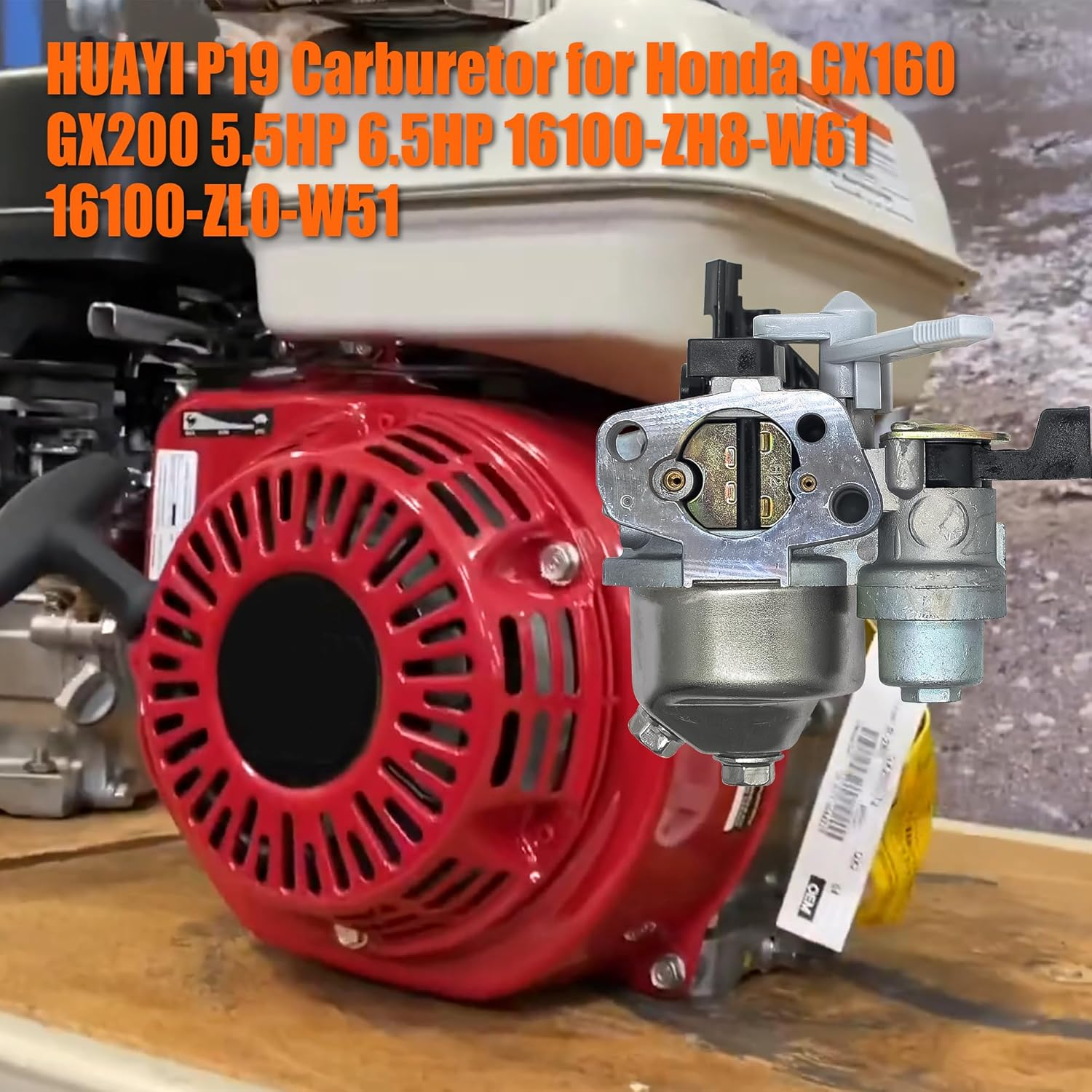 HUAYI P19 Carburetor for Honda GX160 GX200 5.5HP 6.5HP 16100-ZH8-W61 16100-ZL0-W51 Predator 196Cc 212Cc 224Cc OHV Engine image number 3