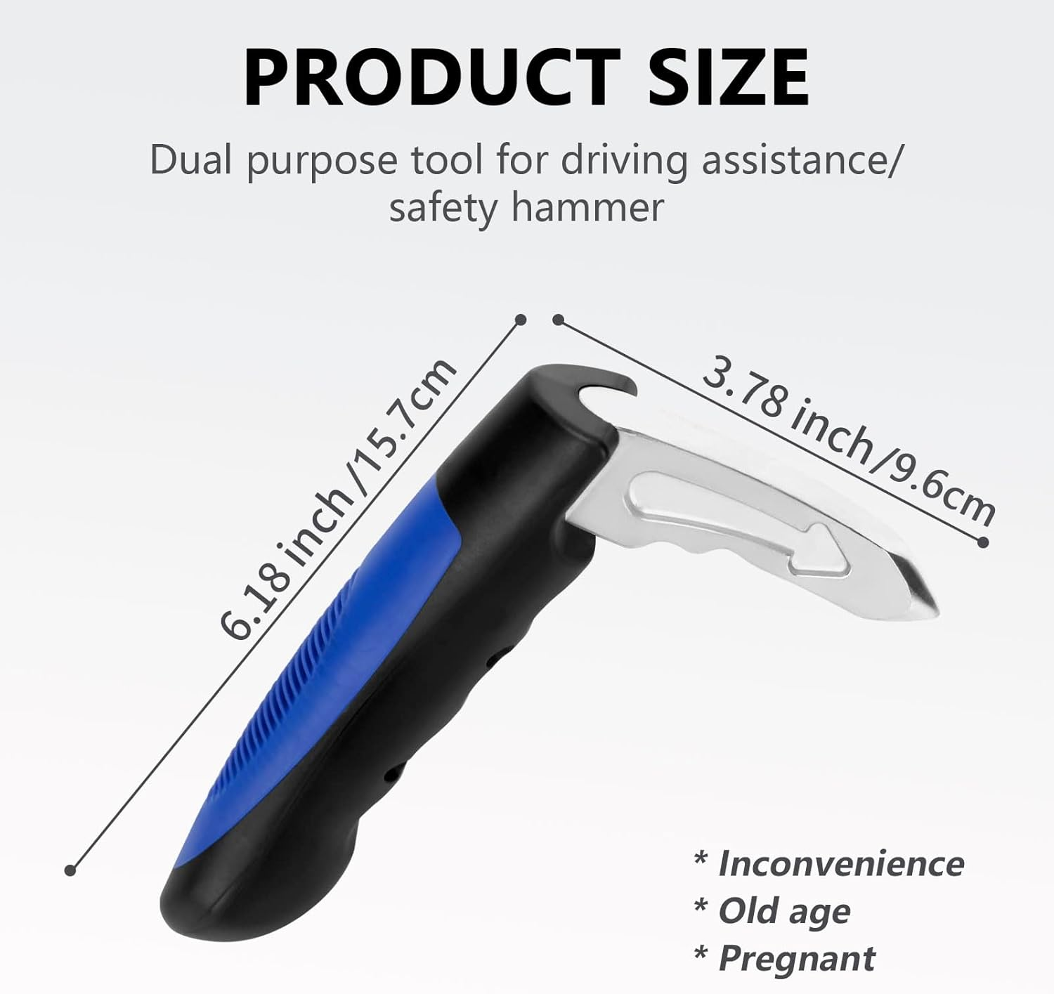 Car Door Assist Handle for Elderly, 2-Pack Vehicle Support Handles with Emergency Window Breaker, 350 Lbs (159 Kg) Capacity for All U-Shaped Door Latch Cars, Portable Blue by Ruibex image number 5