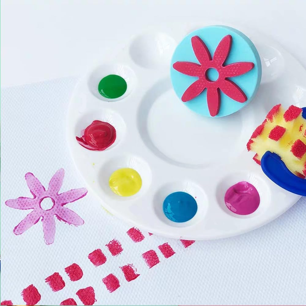 Paint Palettes for Kids, 12 Pack, 10 Wells, Plastic Art Paint Tray for Acrylic Painting image number 6