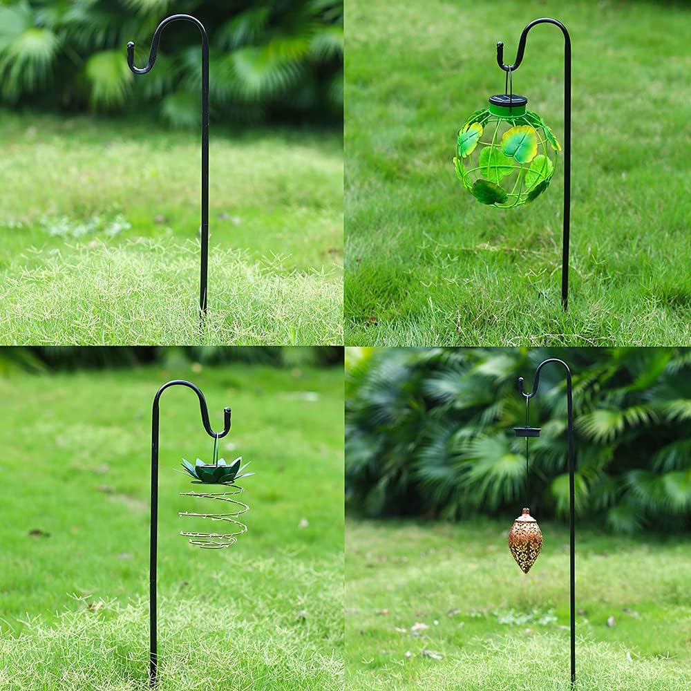Shepherd Hook Bird Feeder Pole with 5 Prongs Base Adjustable Garden Hanging Stake for Wedding Decor, Hanging Solar Lights, Plant Hanger, Lantern, Basket Hanger, Wind Chime, Metal Hanger Hook (66 Inch) image number 4