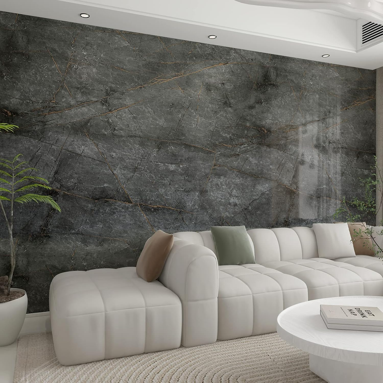 40Cmx3M Grey Stained Gold Marble Peel and Stick Wallpaper Self Adhesive Removable Waterproof Cabinet Vinyl Wrap Faux Granite Textured Glossy Contact Paper Modern Wall Stickers for Furniture Countertop