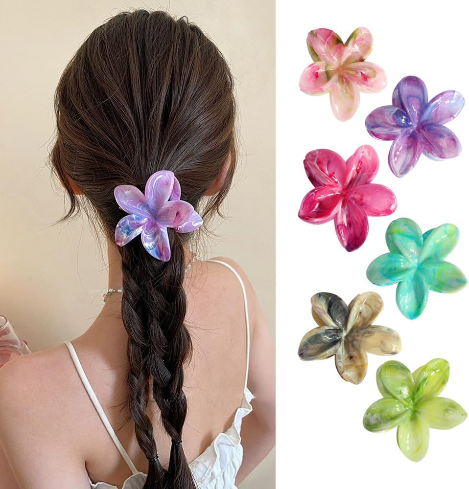 6Pcs Hawaiian Plumeria Flower Hair Claws,Hawaiian Flower Hair Clips Large Plumeria Claw Clips,Hawaiian Flower Hair Clip Plumeria Hair Claw Clips,Hawaiian Flower Hair Claw Clip Plumeria Claw Clips image number 6
