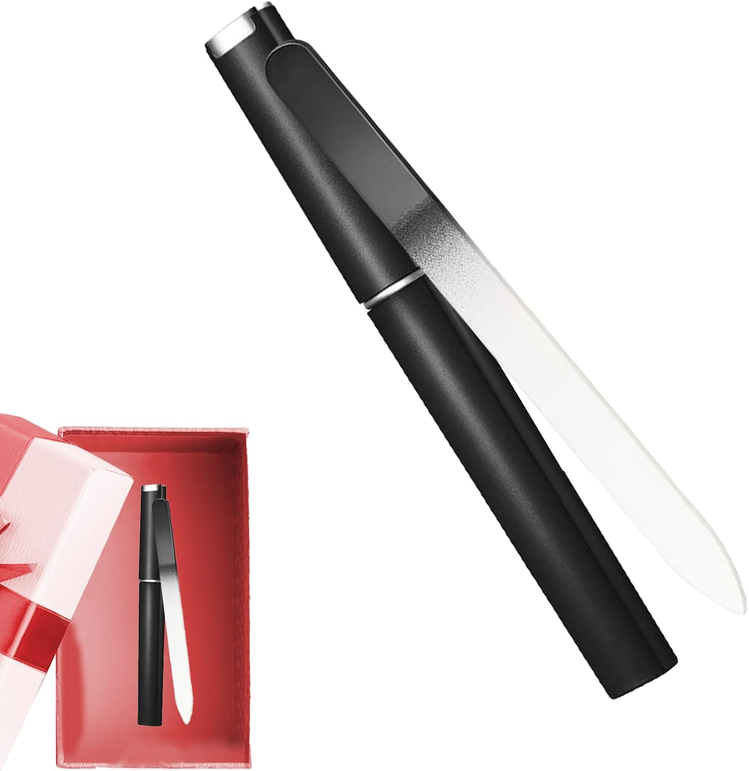 Crystal Glass Nail File - Cuticle Pusher | Professional Heavy Duty, Double Sided Etched Crystal File & Travel Case for Nails Shape and Smooth Nails Jmedic - Silver image number 5