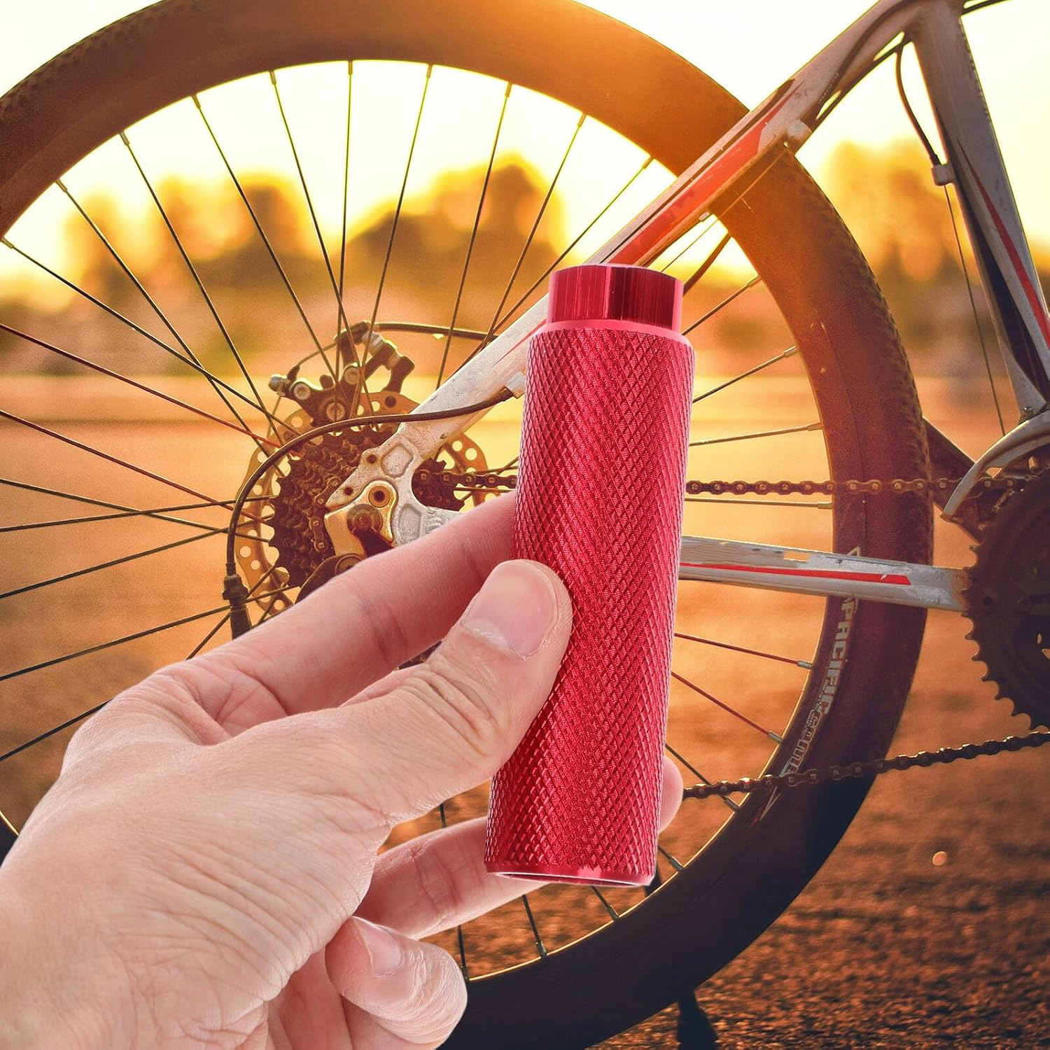 FOMIYES 2PCS Red Aluminum Alloy Bike Foot Pegs Universal Cycling Rear Wheel Pegs for Mountain and Compact Bicycles image number 6