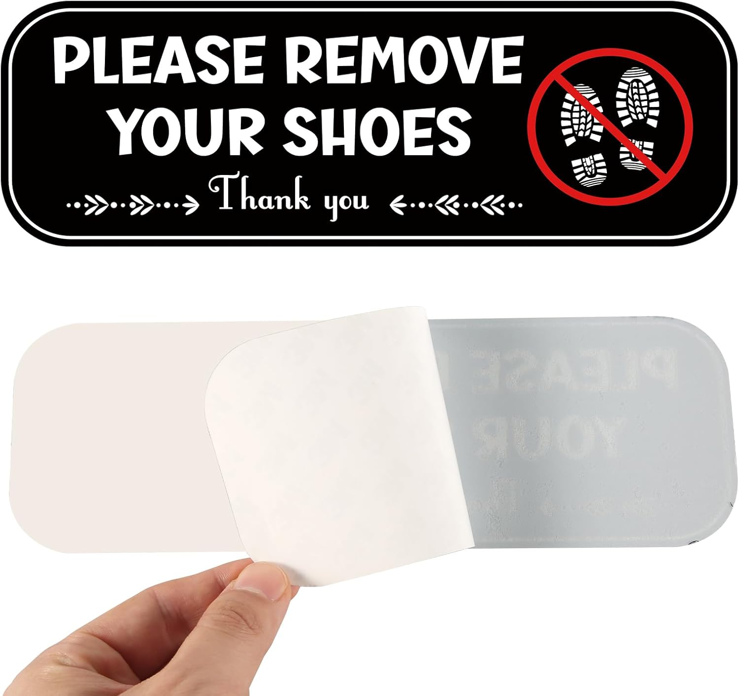 2Pcs Acrylic No Shoes Sign - Take Your Shoes off Sign for Front Door, Offices, Cafes, Restaurants & More
