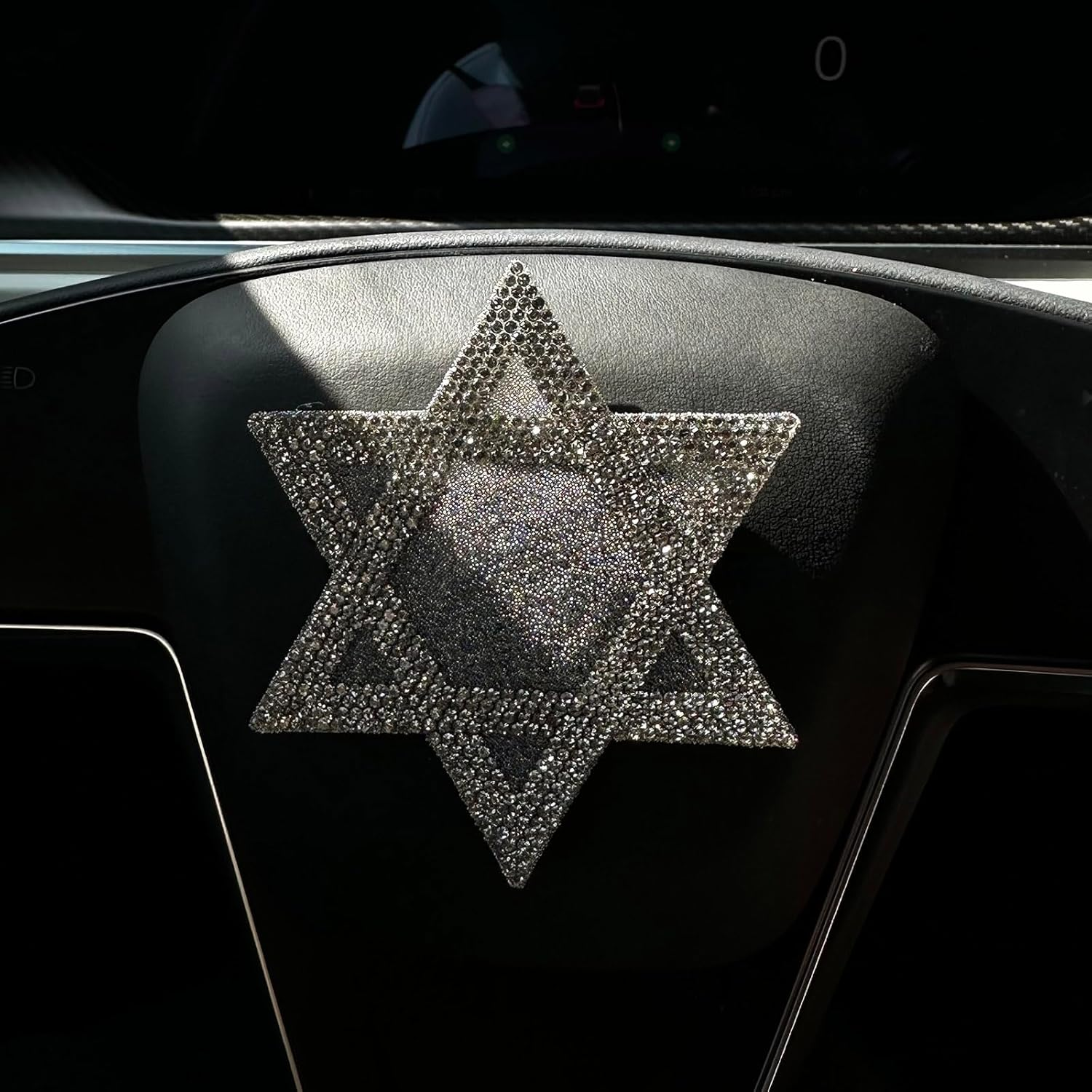 Bling Star of David Rhinestones Decal, Sparkling Bedazzled Jewish Israel Symbol Waterproof Crystal Anti-Scratch Sticker 4'' Height