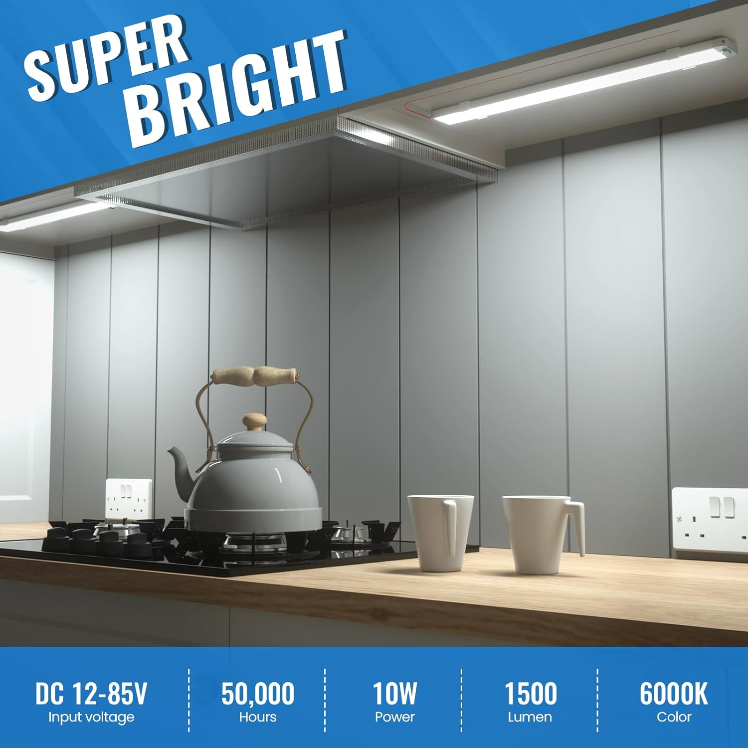 228 Leds 12 V LED Lamp Motorhome 42 Cm/16.53 Inch 10 W 1500 Lm Super Bright LED Strip 12 V 6000 K Cool White Ceiling Lamp with Switch for Car Van Bus Caravan Boat Kitchen Truck Universal image number 4