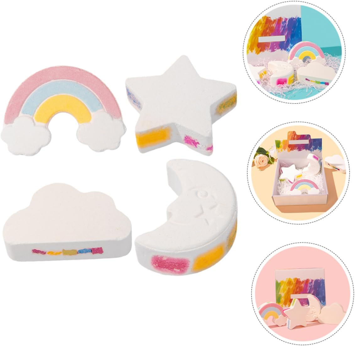 Healeved 4Pcs Rainbow Bath Salt Cute for Skin Care Exfoliating Moisturizing for Relaxing Foot Soaks for Friends and Loved image number 6