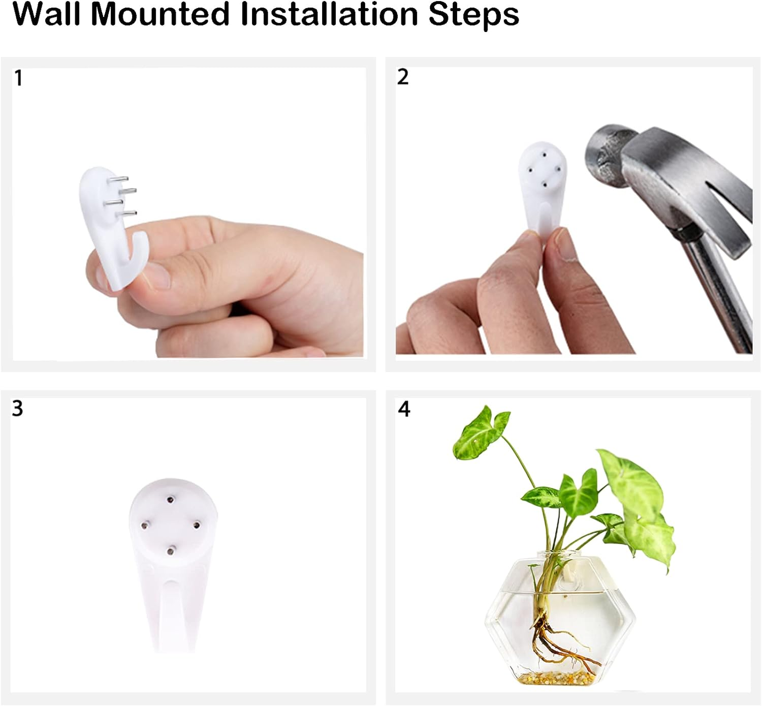 Kingbuy Design Home Decor Wall Decorations Set of 3 Pack Plant Terrarium Glass Planter Hexagon Shape Wall Hung Water Planting Glass Vase image number 1