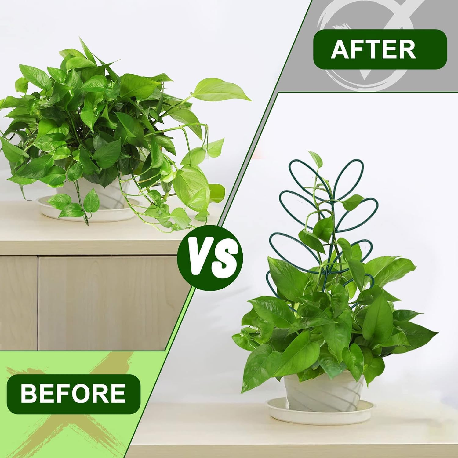 4 Pcs Indoor Plant Support, Leaf-Shaped Trellis, Climbing Plant Stand, Houseplant Decoration, Green image number 4