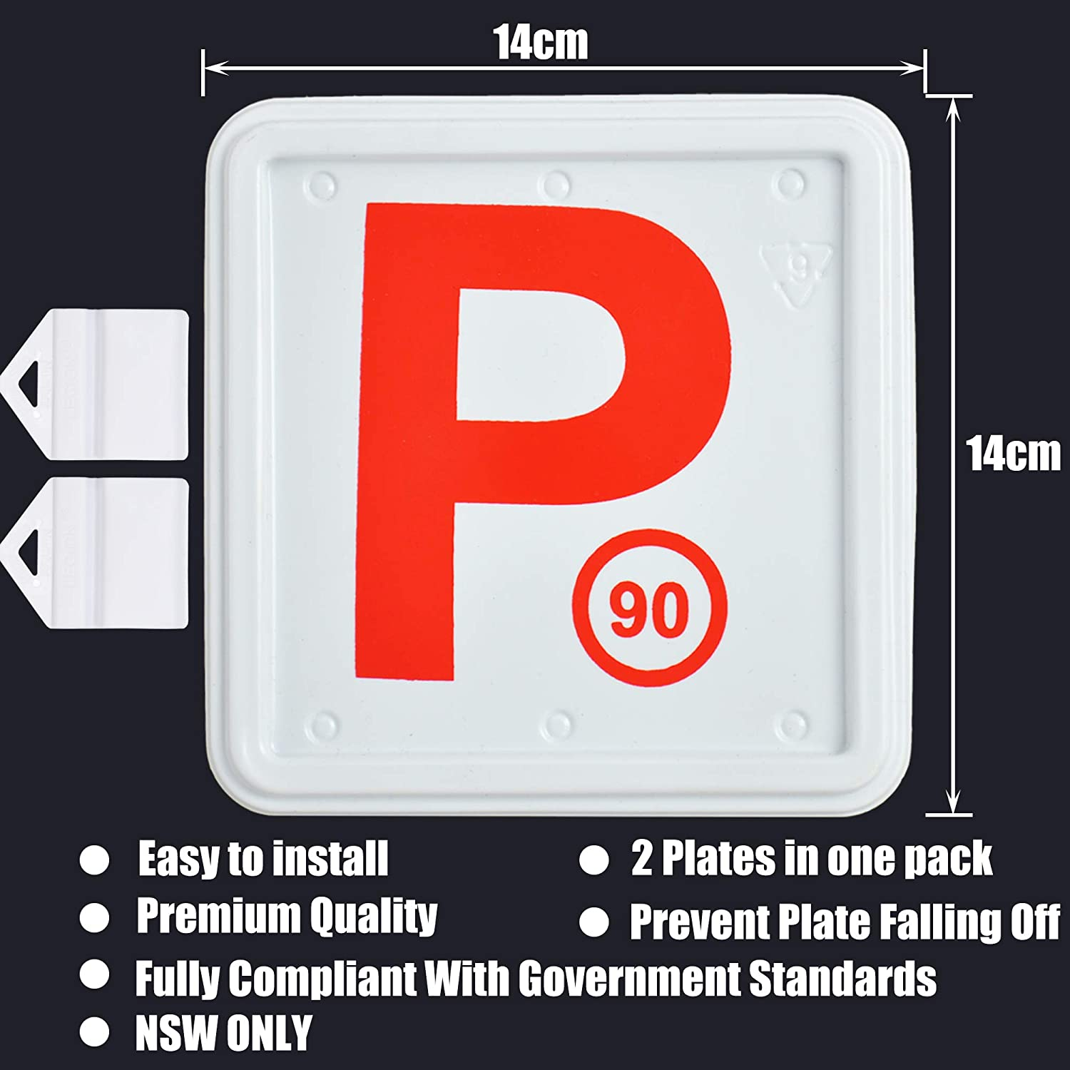 2Pcs Red P Plate Plastic with Speed Limit Display for NSW Clip Holder