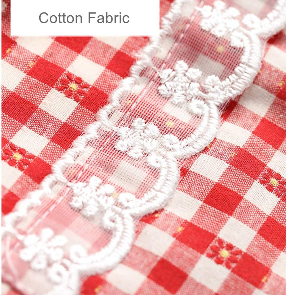 Gudgmtoy Cute Kitchen Aprons for Women with Pockets Adjustable Chef Apron Ladies Baking Cotton Frilly Aprons Pinafore Dress for Baking Cooking Mother Girls Birthday Gift Red, Red, F image number 1