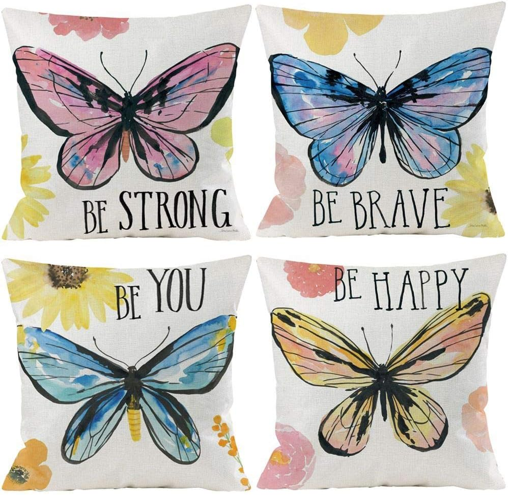 Easter Spring Throw Pillow Covers, Rabbit Egg Bunny Throw Cushion Cover Pillowcase with Hidden Zipper Sturdy for Home Car Sofa Decor 18 X 18 Inches Set of 4, Cotton Linen, Red Geometric, 45*45CM/18*18 Inch