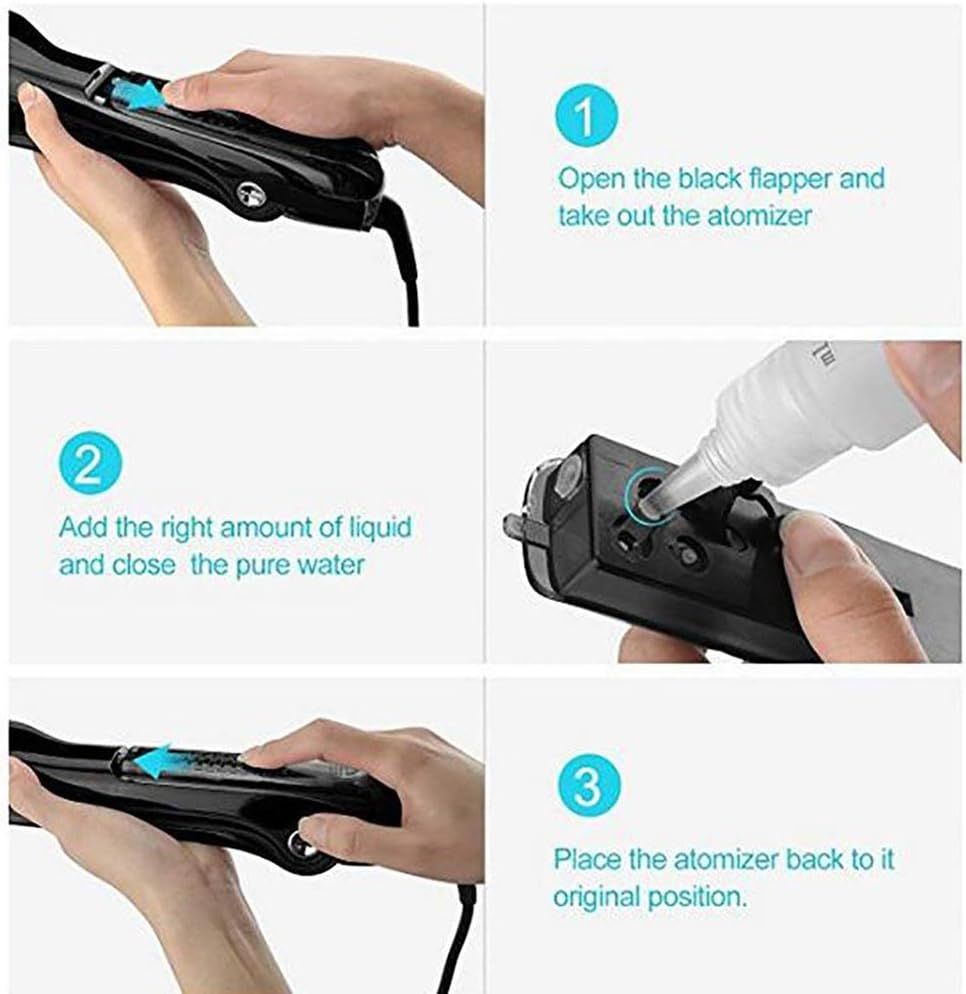 Professional Steam Straightener Brush, Electric Titanium Ceramic Flat Iron with Anti-Static Technology and Digital Controls for All Hair Types (Black) - Black image number 5