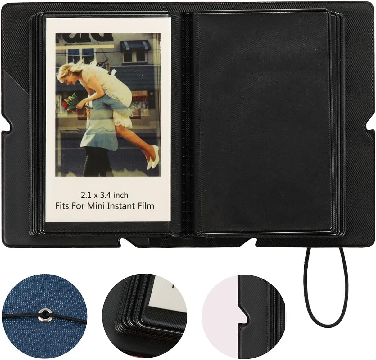 Mini Instant Film Polaroid Photo Album Book for 3 Inch Fujifilm Instax Mini 12 11 9 99 8 7+ 40 EVO Camera Film, HP Sprocket, K-Pop Photocards (Dark Blue, 1 Pack) image number 4