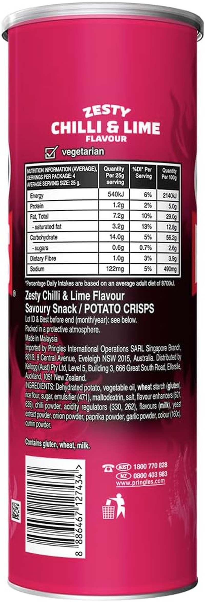 Pringles Zesty Chilli and Lime Potato Chips, 12 Pack (12X118G) image number 5