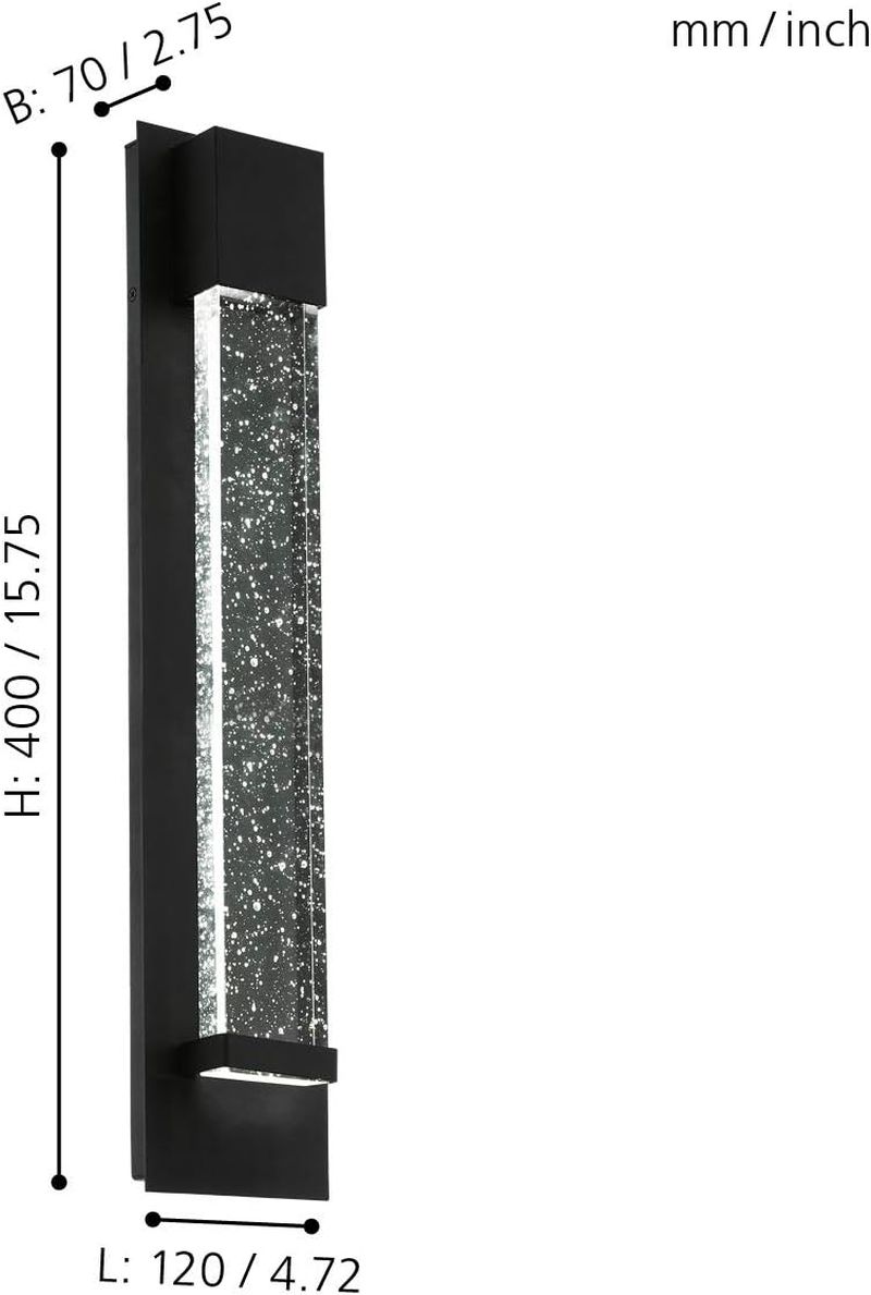 Eglo 98154 VILLAGRAZIA Exterior Wall Light in Black with Air Bubble Glass image number 2