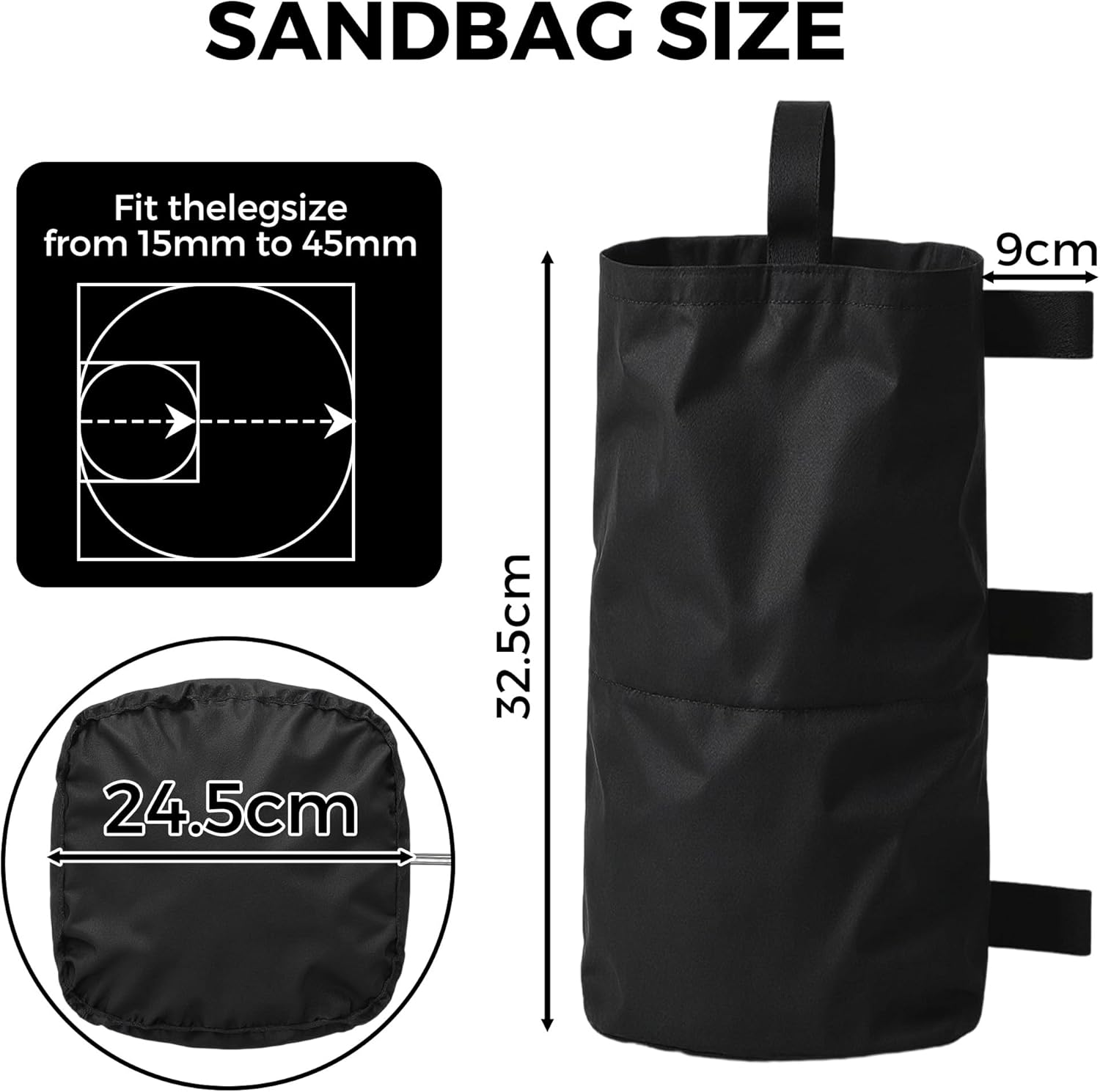 Advwin Canopy Weights Bags 4 Pack, Leg Weights Sand Bags without Sand, for Outdoor Pop up Canopy Tent Patio Umbrella Sun Shelter Gazebo Canopies, Black image number 5