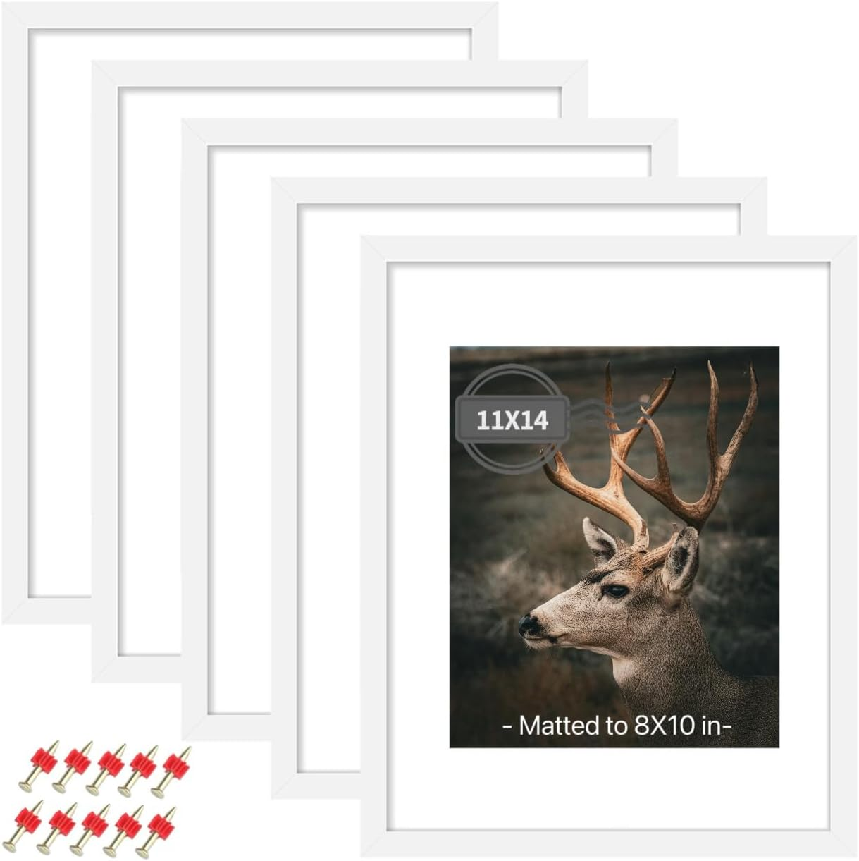 AIGOMIO 11X14 Picture Frame Set of 5, 14X11 Plexiglass Picture Frame for 8X10 with Mat or 11X14 without Mat, Wall Gallery Display Frame (Gold) image number 4