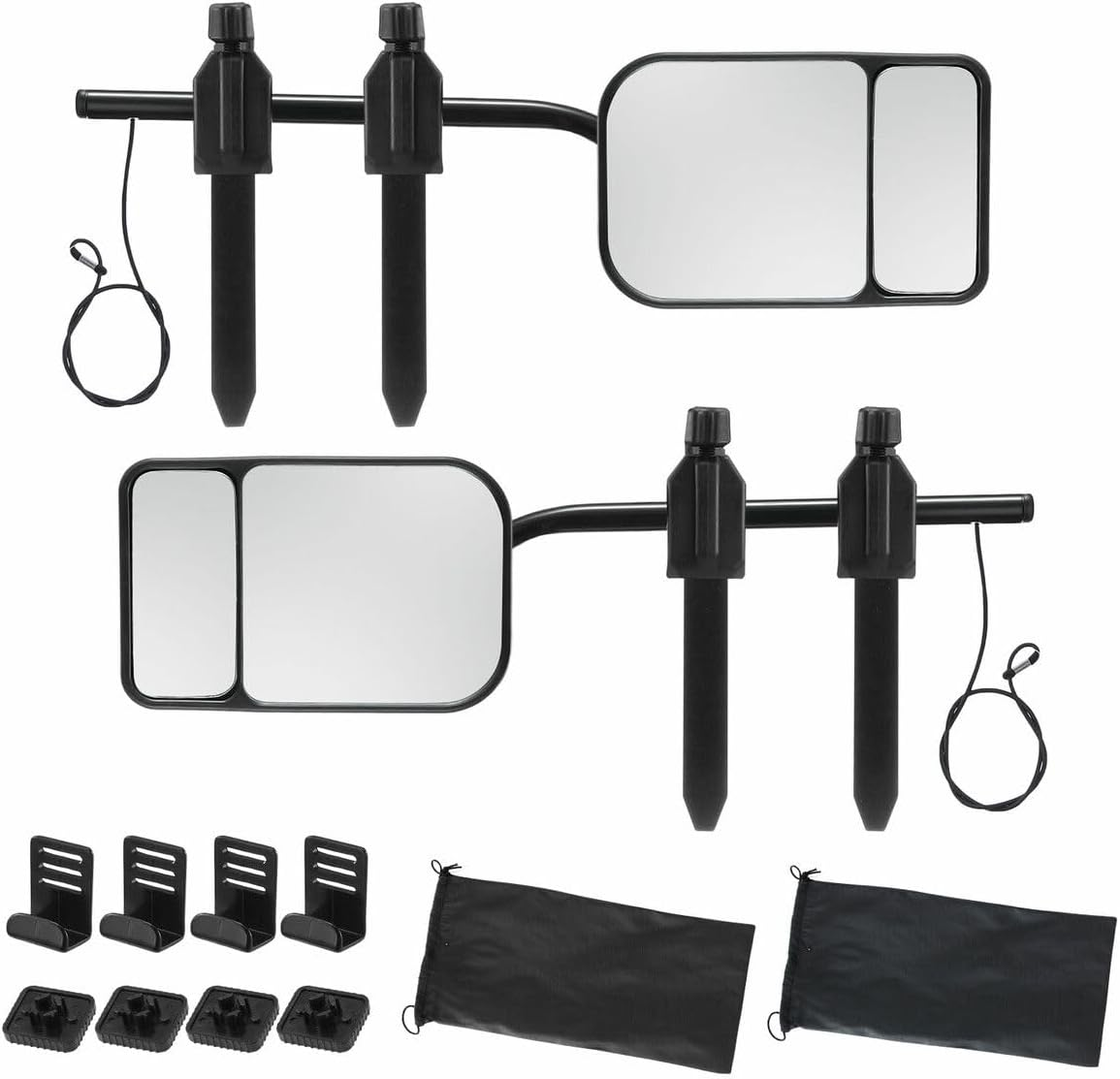 AUSWAY 2X Convex Flat Towing Mirrors Car Safety Clipon Caravan Side 4X4 Trailer Fit Offroad Camper Travel RV Truck Vehicle image number 6