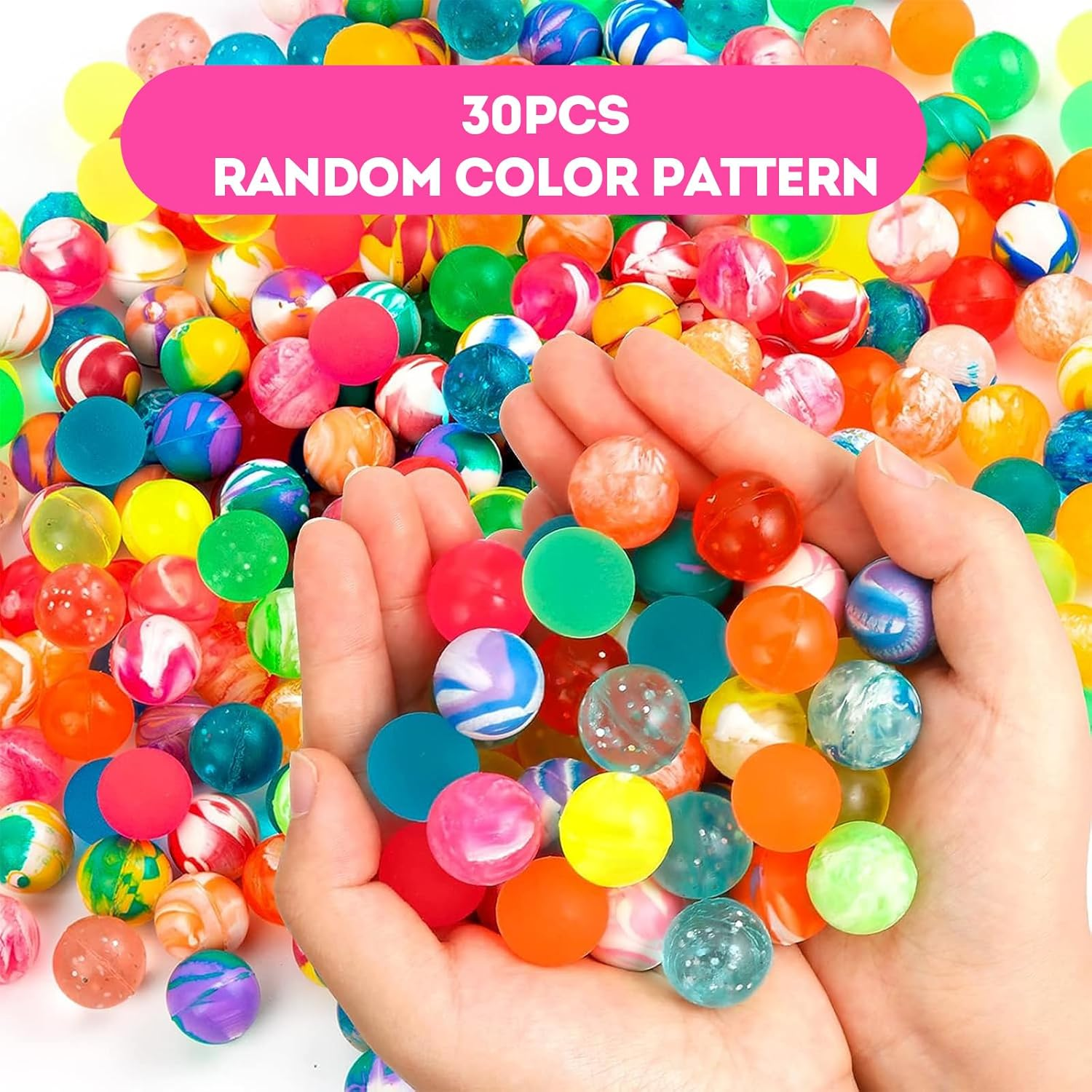 30 Pieces Bouncy Balls Bulk Mixed Pattern High Bouncing Balls for Kids Party Favors, Prizes, Birthdays Gift (25 Mm) image number 6