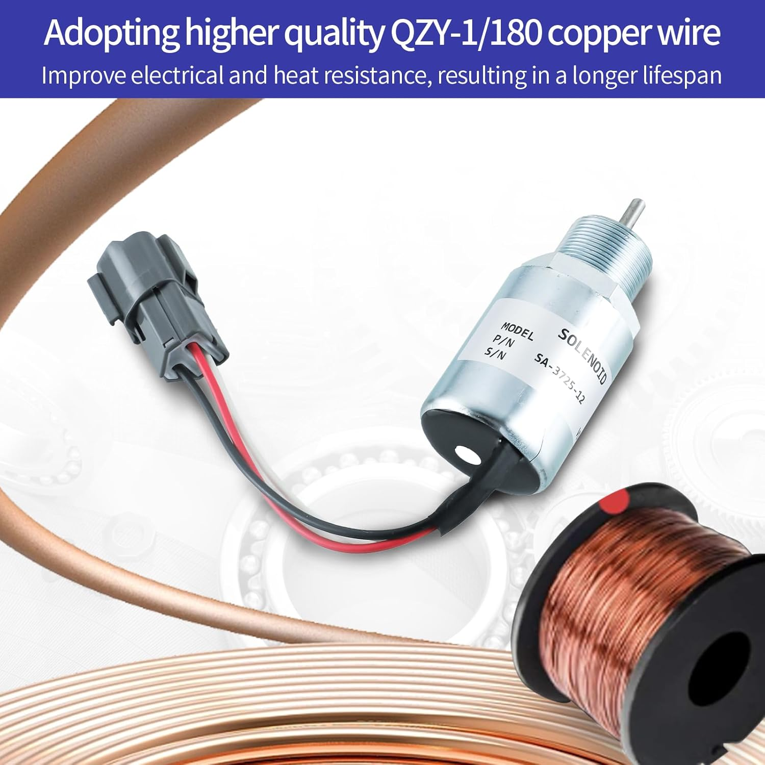 SA-3725-12 Fuel Shut off Solenoid 30A87-20402 for Mitsubishi L2E L3E S3L S4L Engine Volvo Excavator EC13 EC15 EC20 EC25 Mitsubishi Generator Mahindra Max 28 Tractor Stop Solenoid 12VDC image number 3